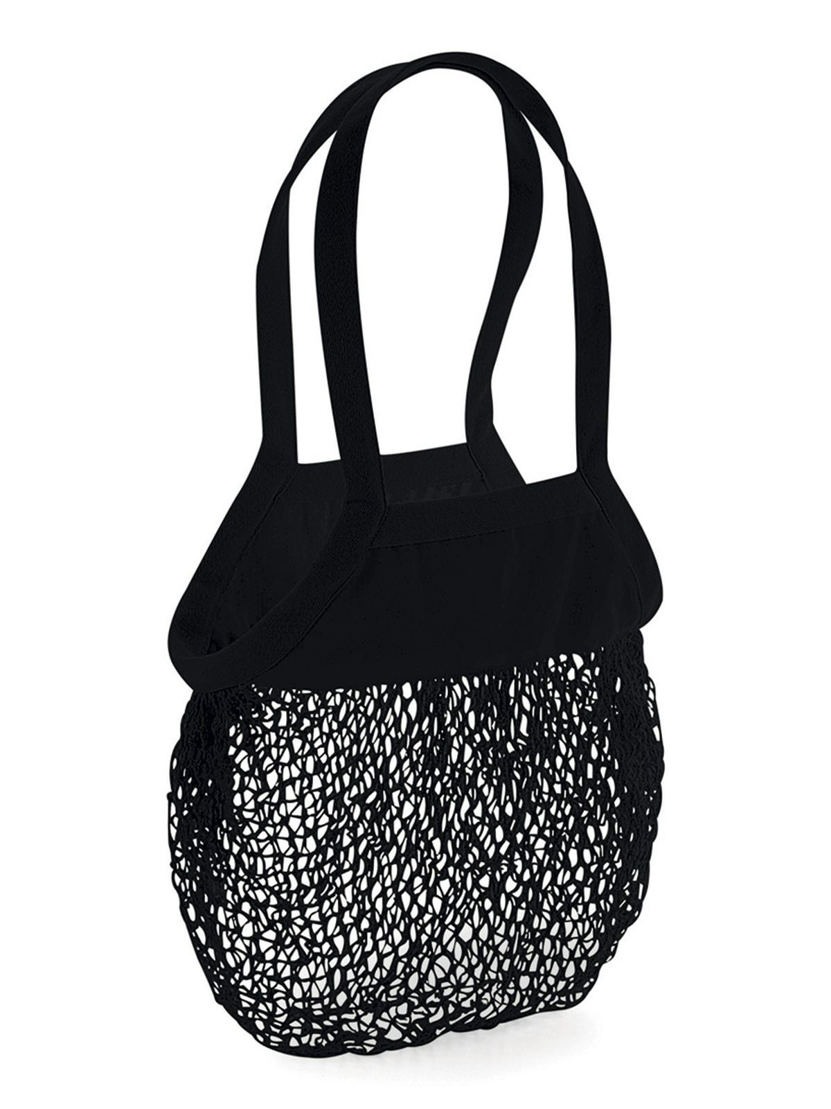 Bolsa de compras de malla de algodón orgánico - BLK - Negro