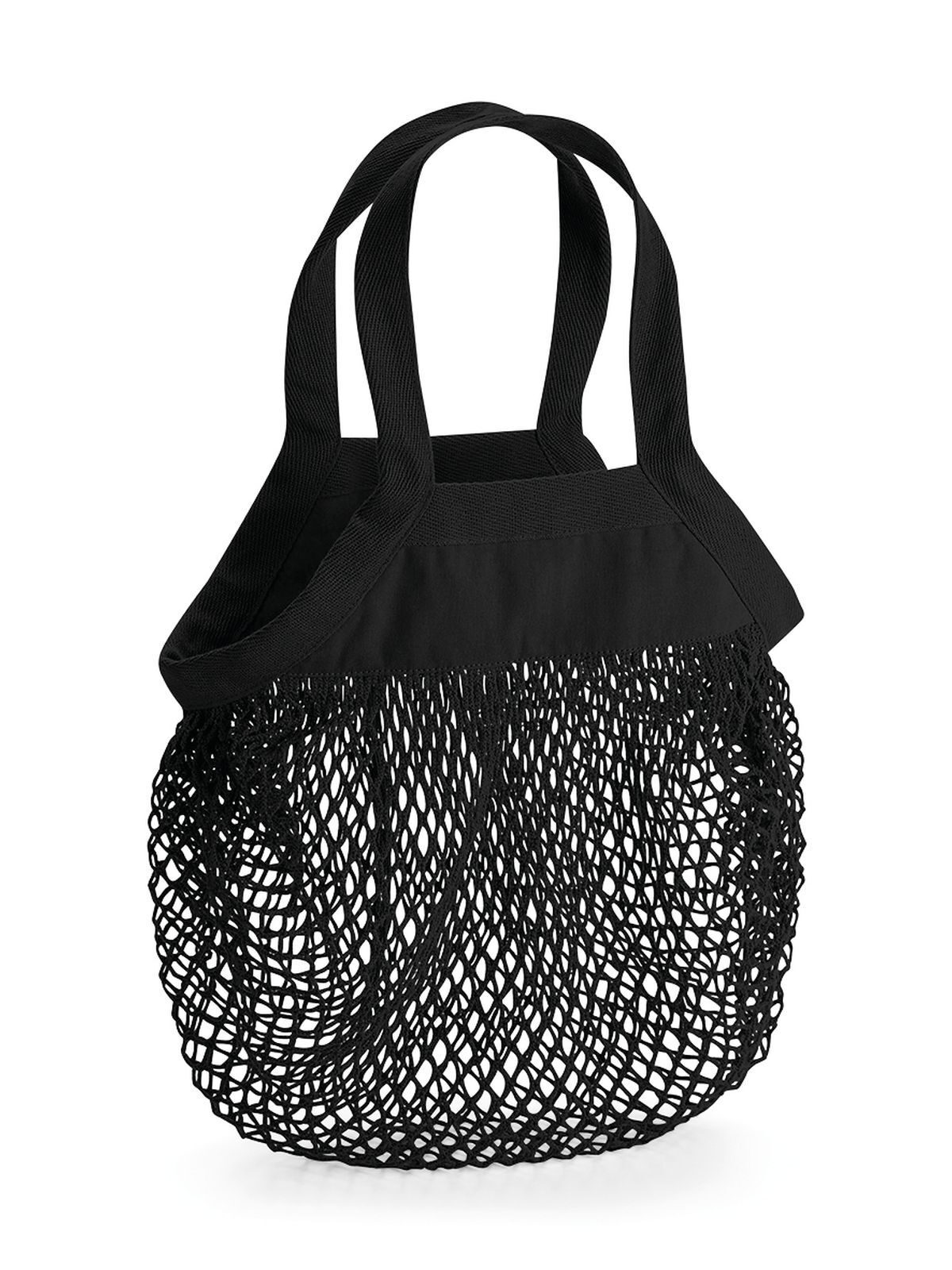 Mini bolsa de compras de malla de algodón orgánico - BLK - Negro