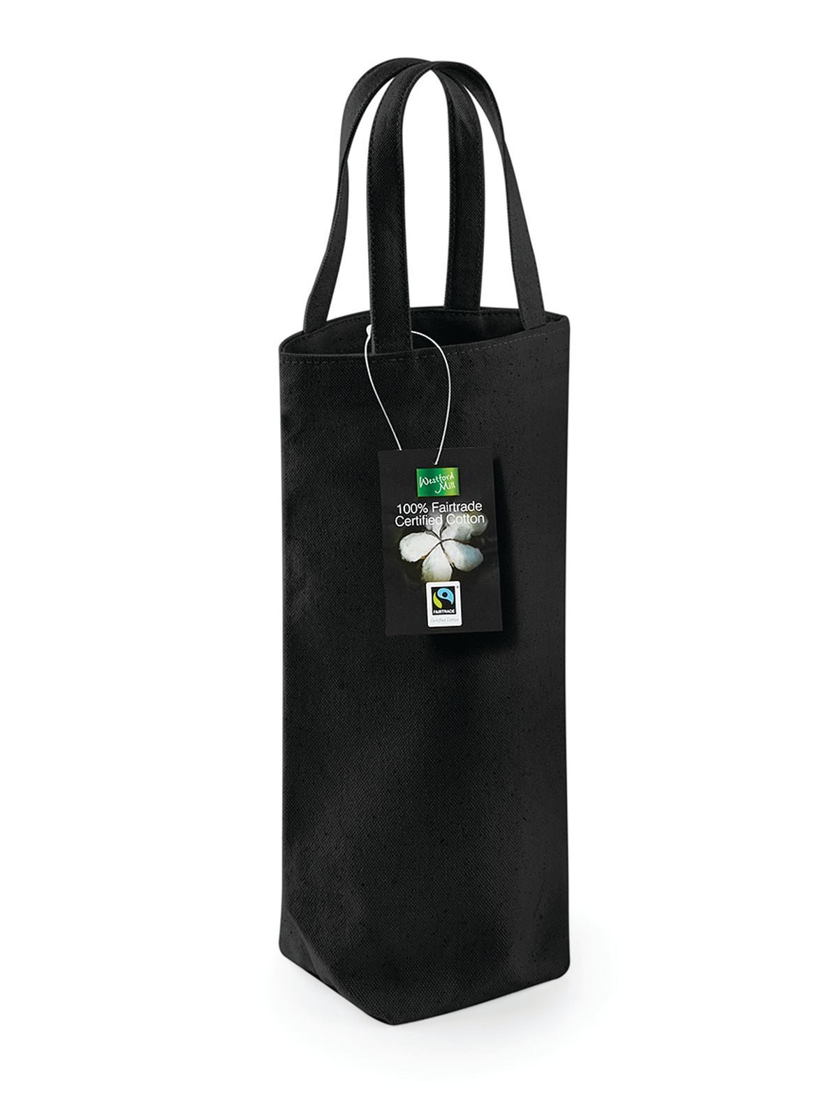 Bolsa de algodón de comercio justo para botellas - BLK - Negro