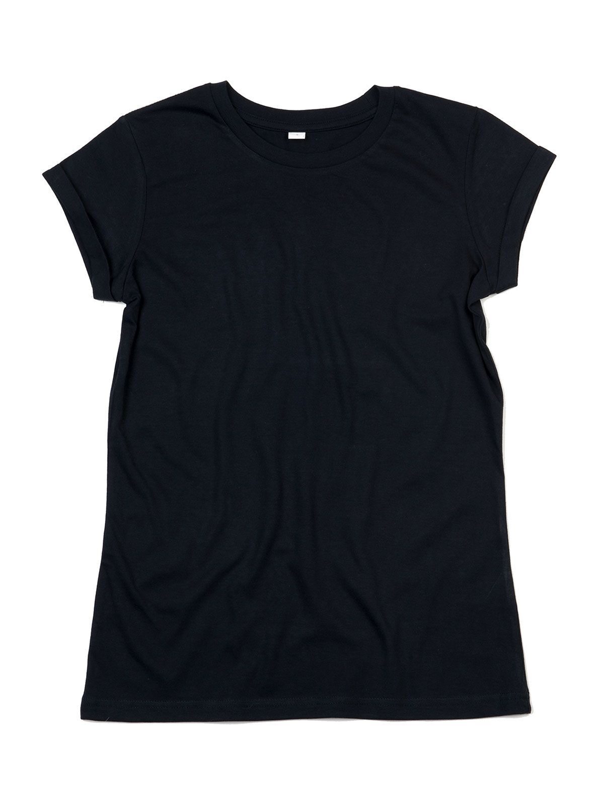 Camiseta de manga enrollable para mujer - BK - Negro