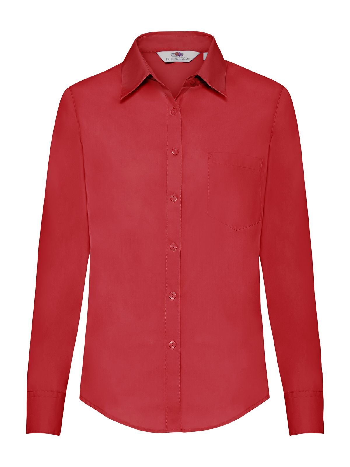 Camisa de popelina de manga larga para mujer - 40 - Rojo
