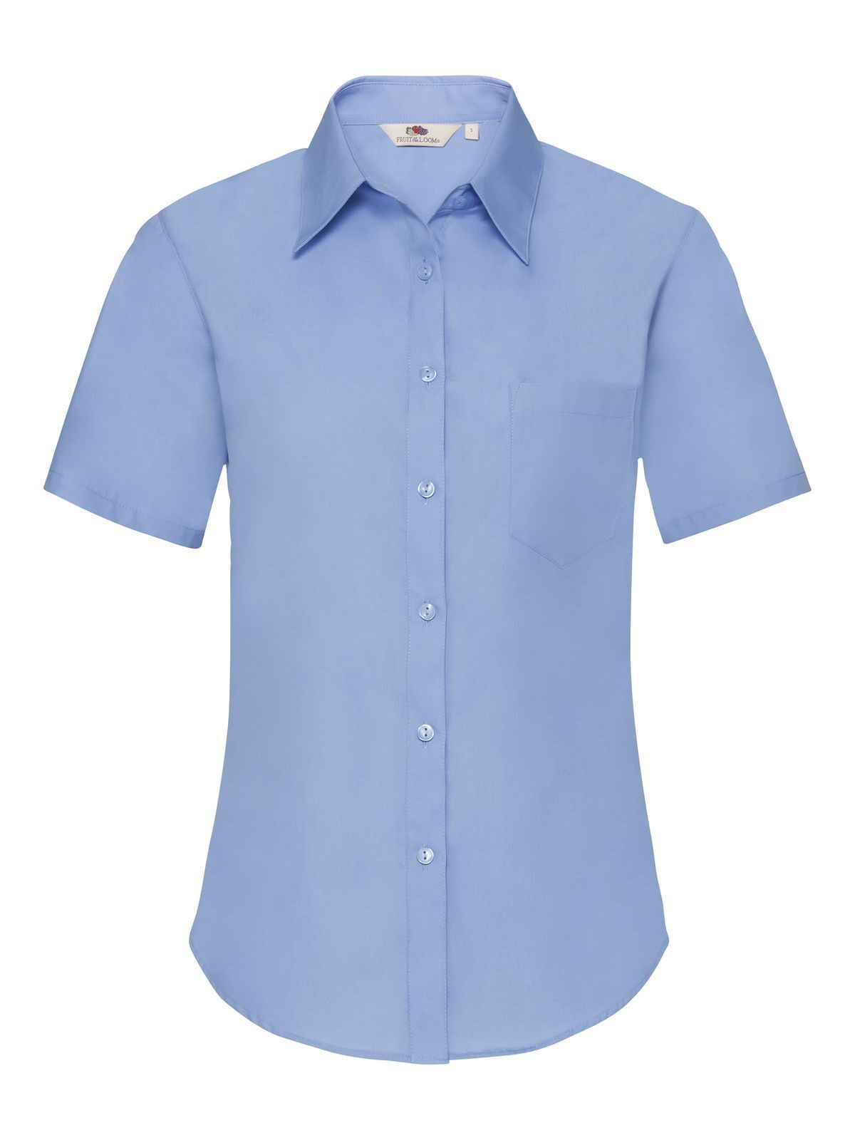 Camisa de popelina de manga corta para mujer - MU - AZUL MEDIO