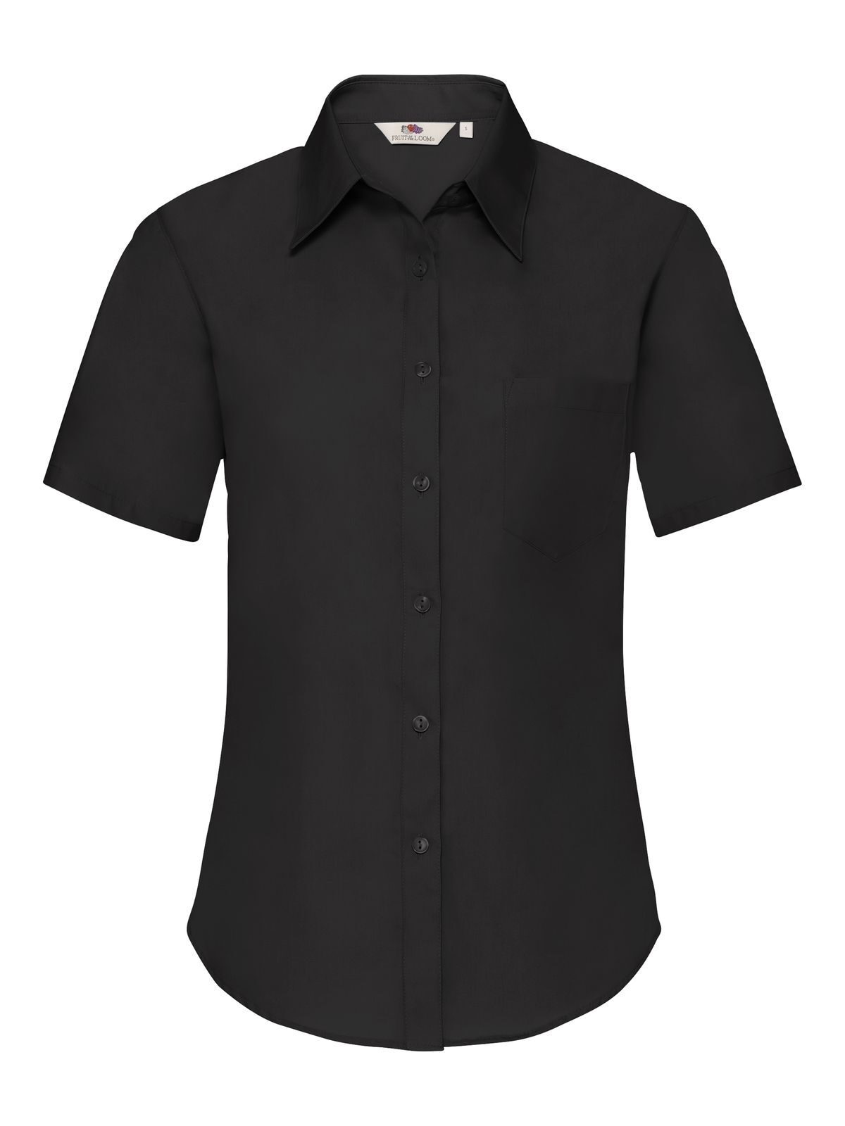 Camisa de popelina de manga corta para mujer - 36 - Negro