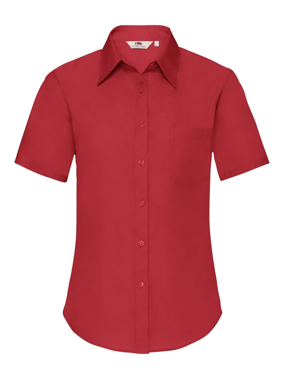 Camisa de popelina de manga corta para mujer - 40 - Rojo