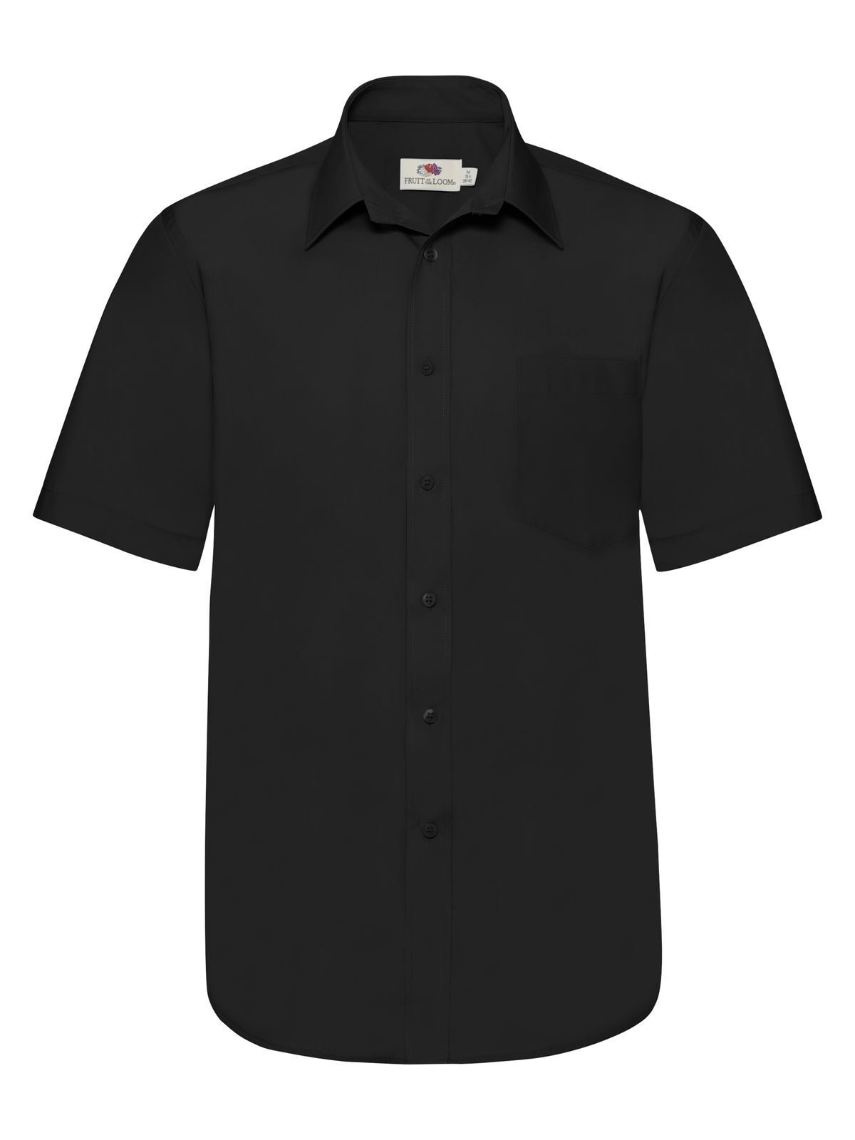 Camisa de popelina de manga corta - 36 - Negro