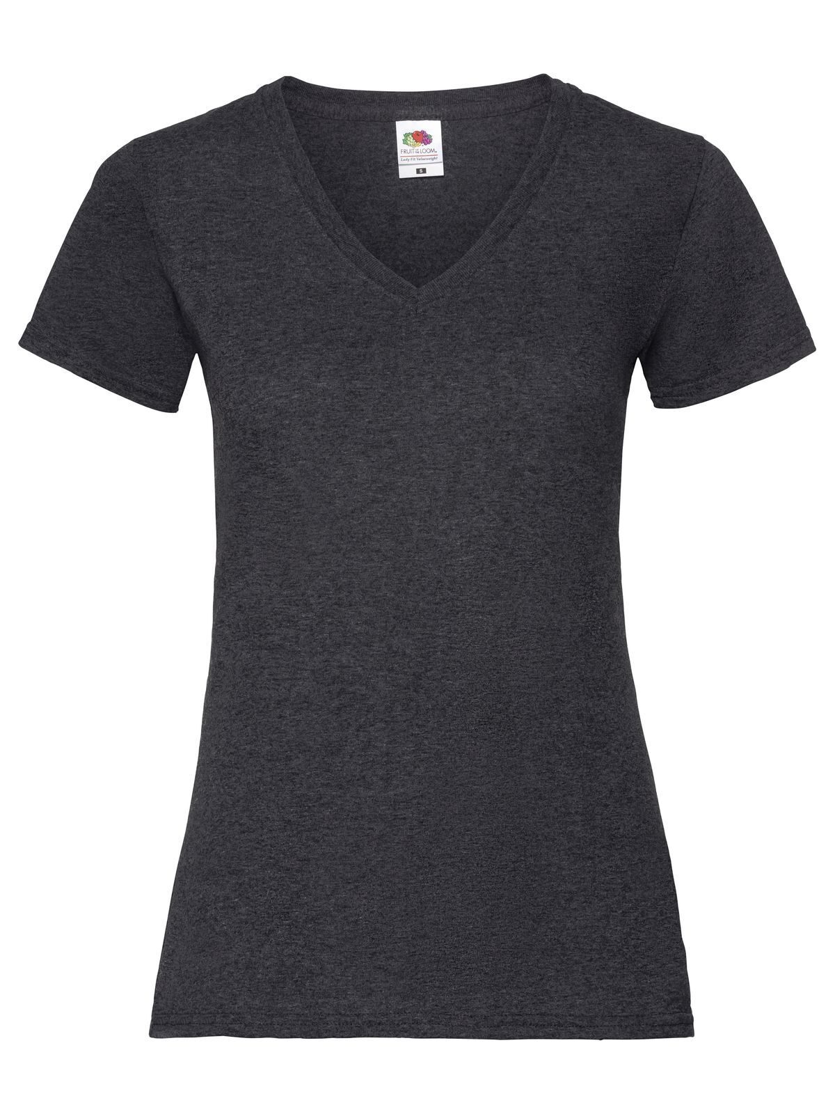 Camiseta de cuello en V Valueweight para mujer - HD - Gris melange oscuro