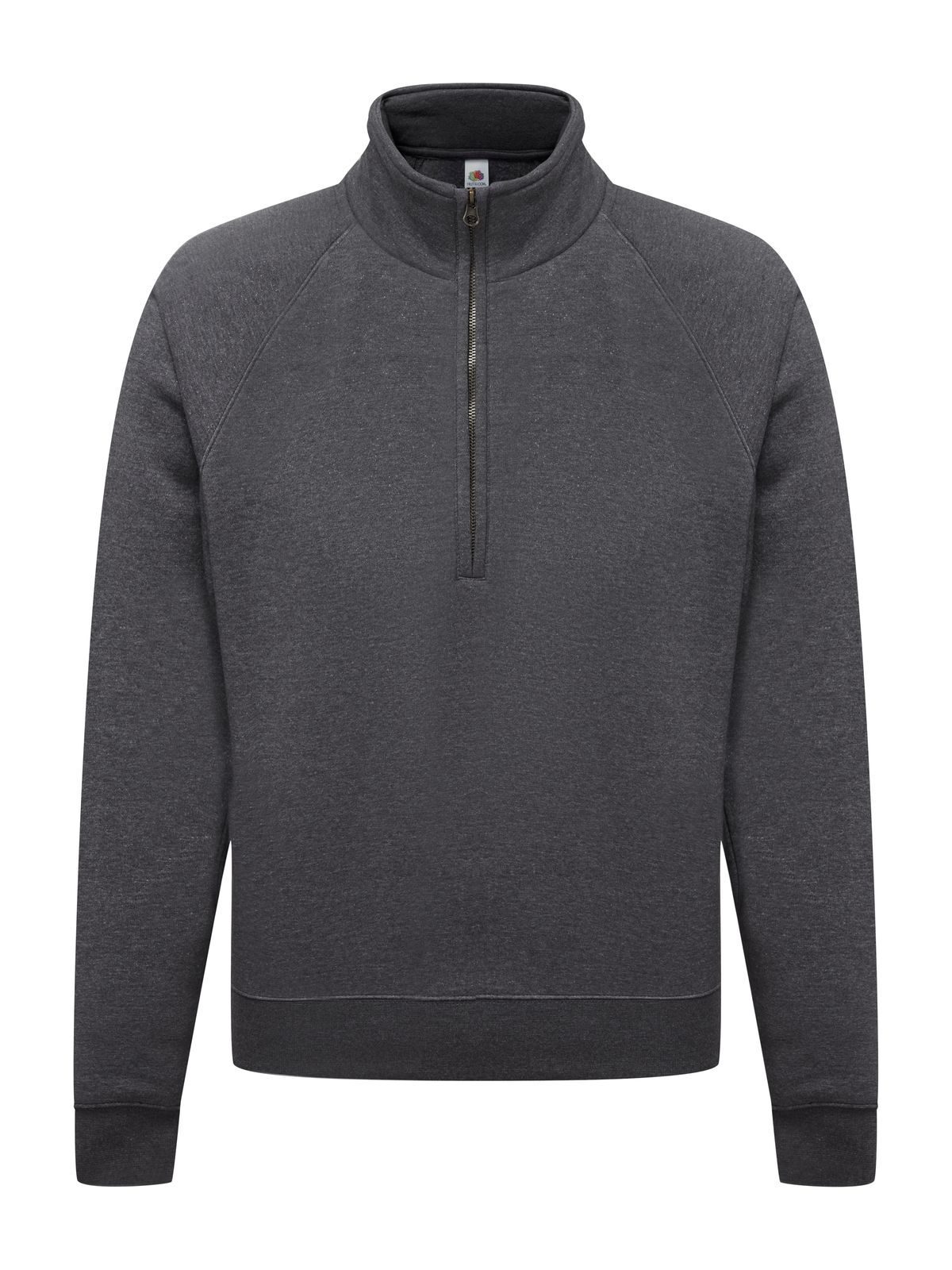 Sudadera raglán con cuello de cremallera premium - HD - Gris melange oscuro
