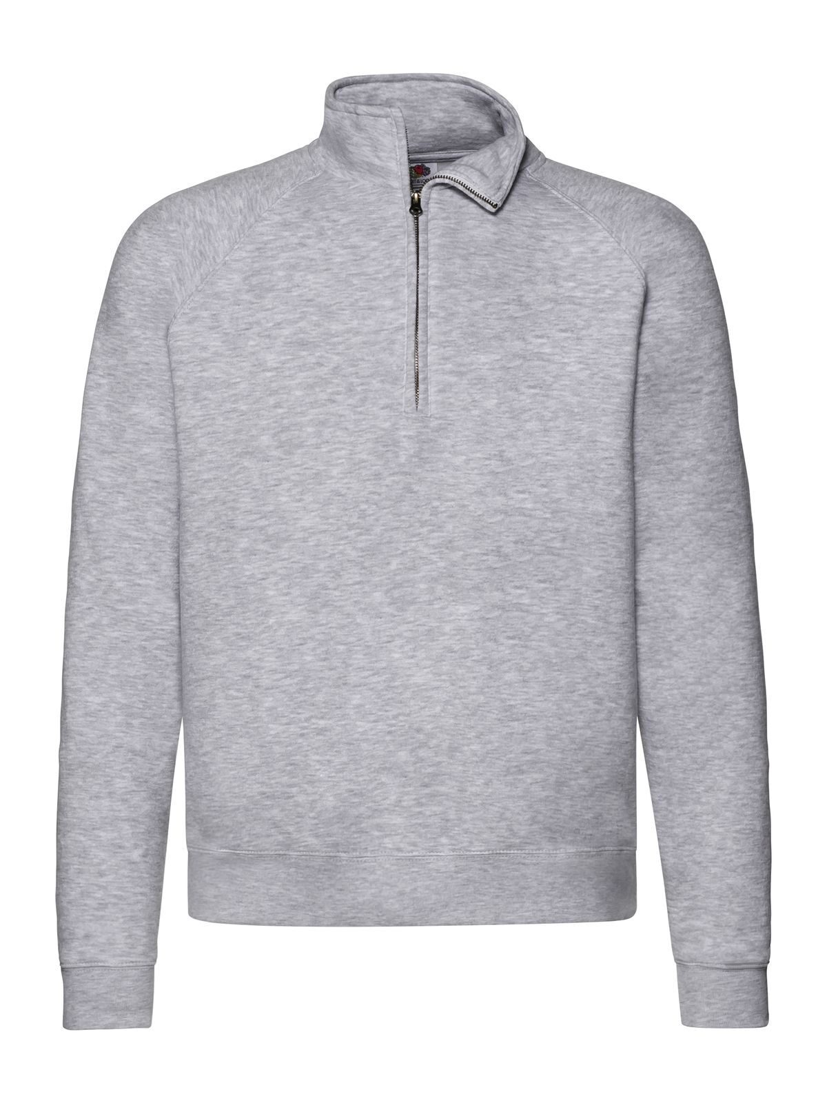 Sudadera raglán con cuello de cremallera premium - 94 - Gris melange