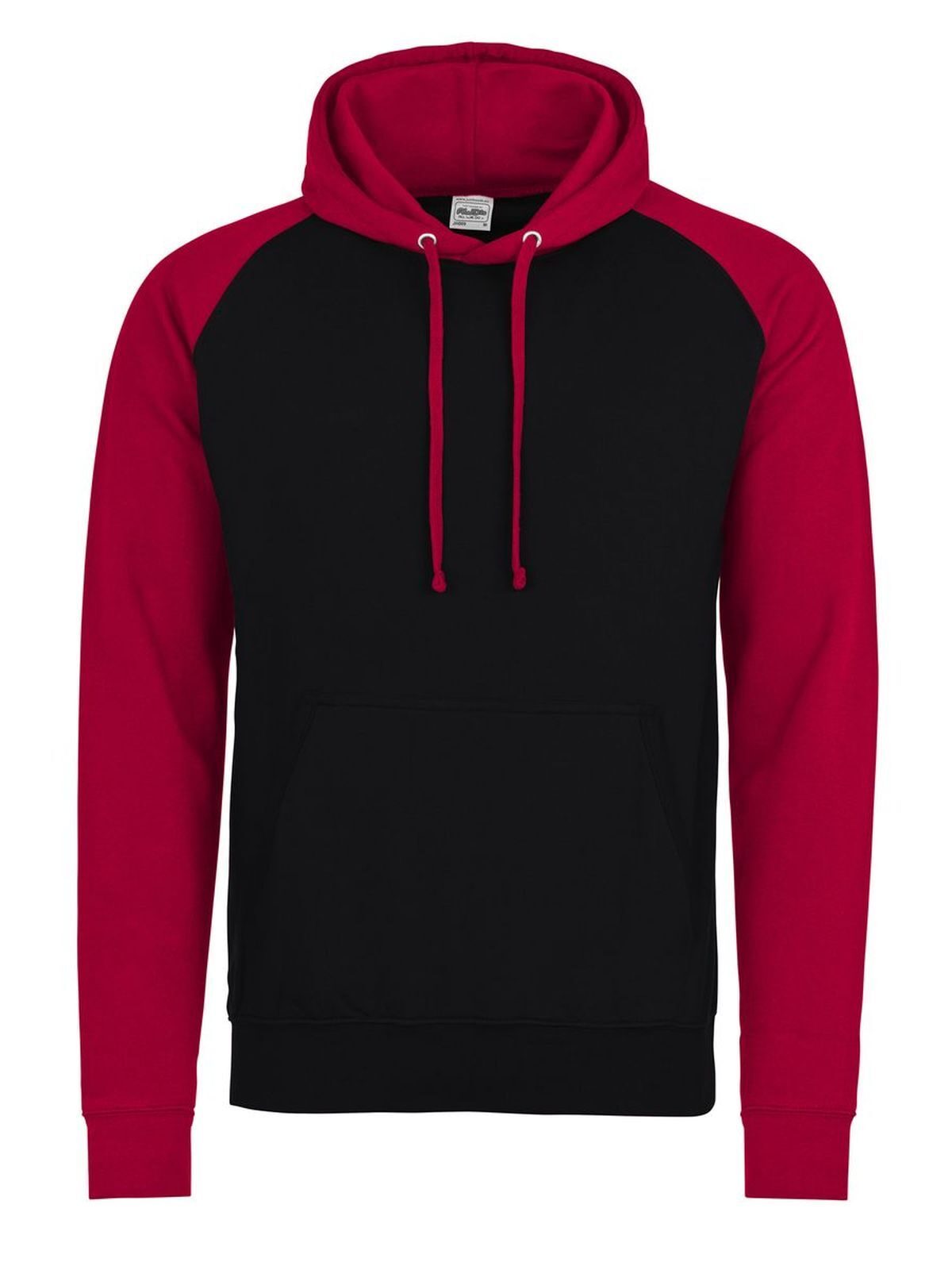 Sudadera con capucha de béisbol - Negro azabache/rojo fuego