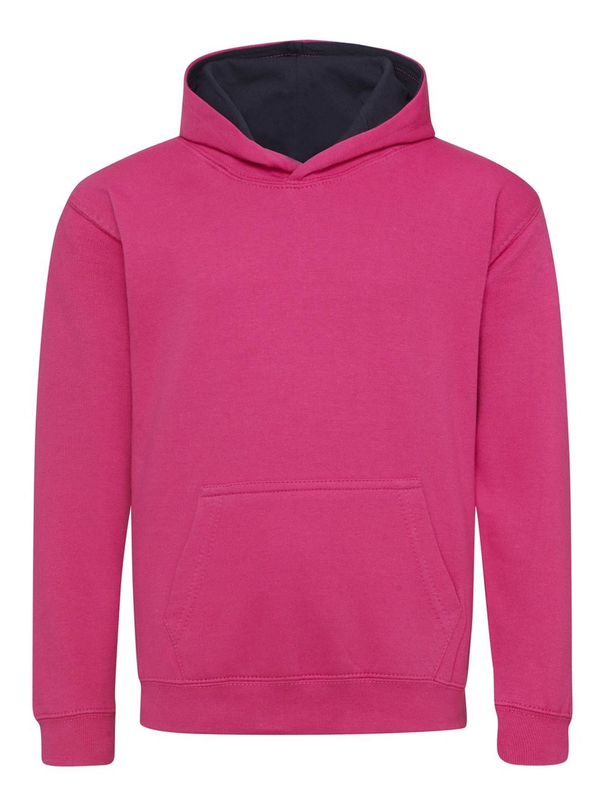 Sudadera con capucha estilo universitario para niños - Rosa fucsia/azul marino francés