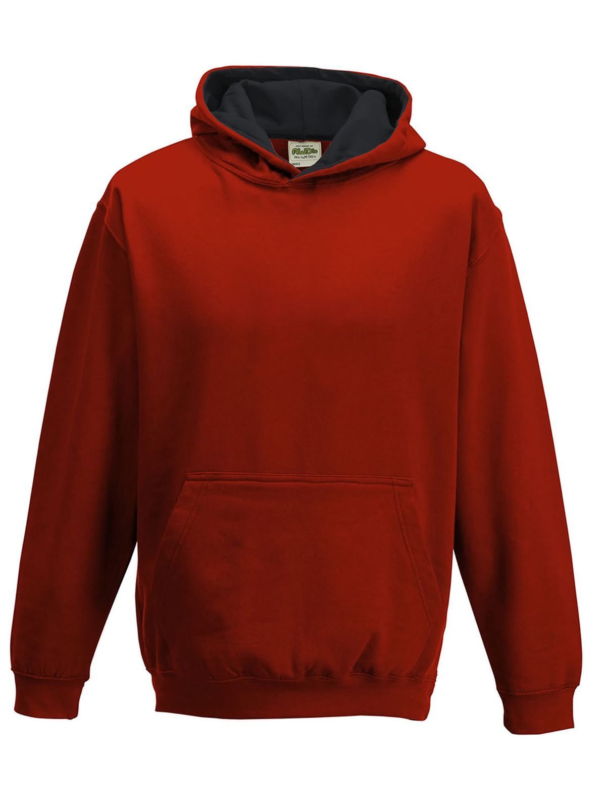 Sudadera con capucha estilo universitario para niños - FIRJBL - FIR-JBL - Rojo fuego-Negro azabache