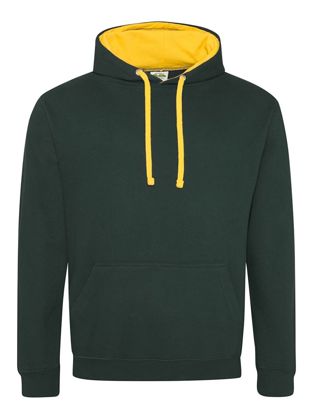 Sudadera con capucha estilo universitario - Verde bosque/dorado