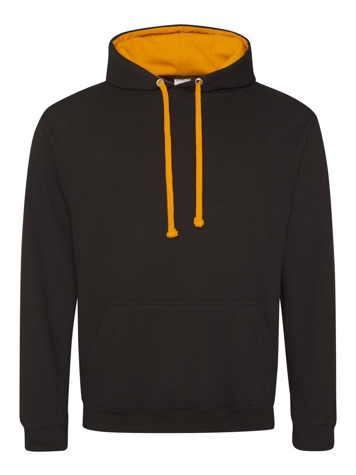 Sudadera con capucha estilo universitario - Negro azabache/naranja intenso