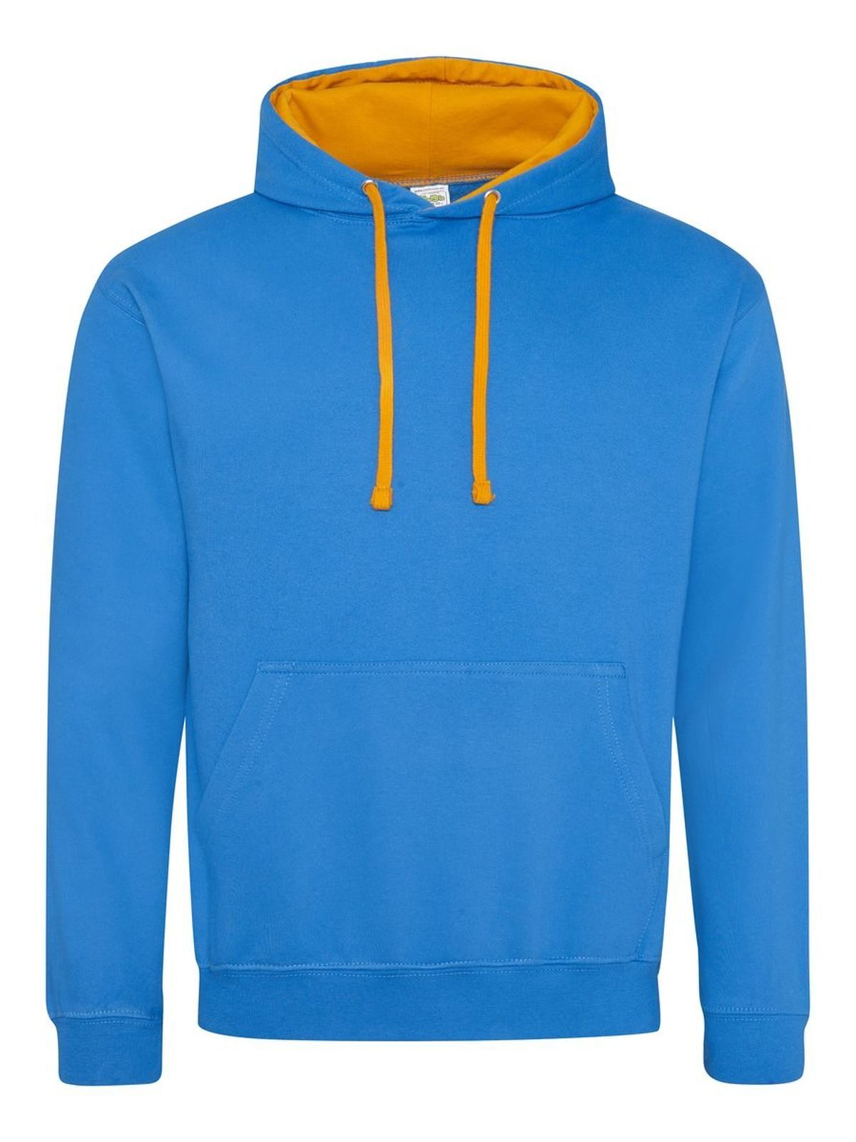 Sudadera con capucha estilo universitario - Azul zafiro/naranja intenso