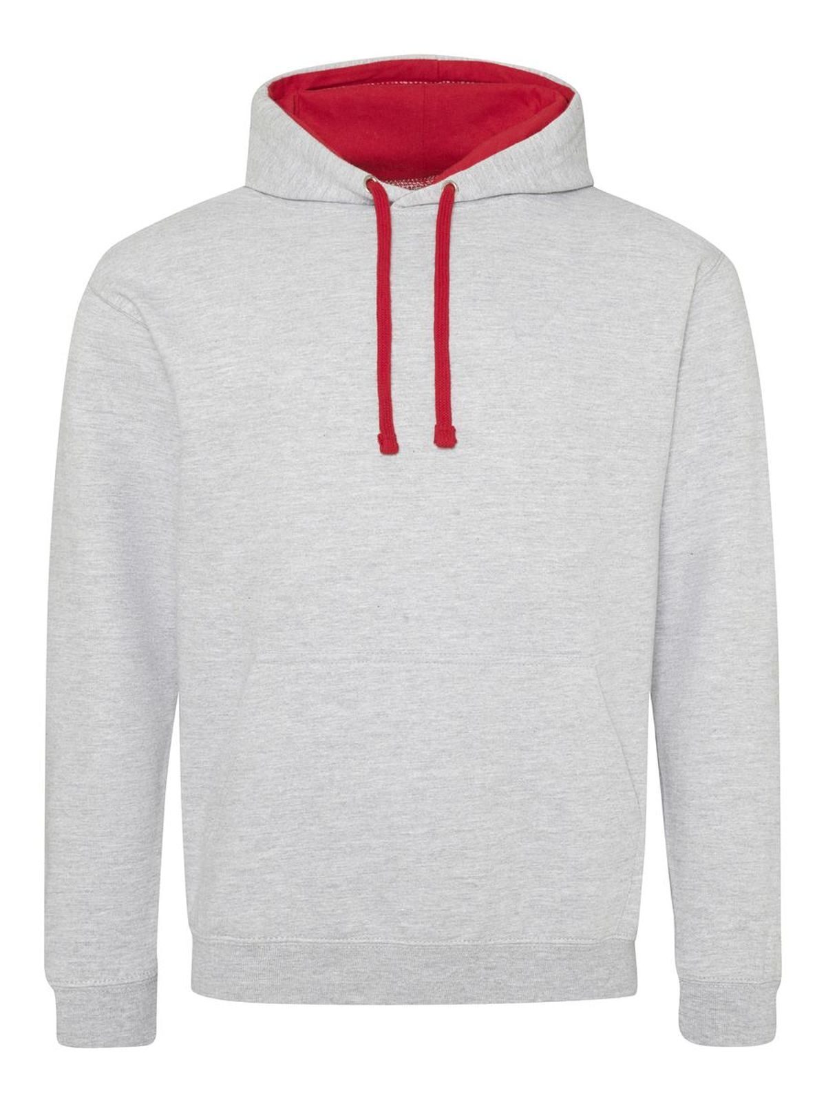 Sudadera con capucha estilo universitario - HGR - Gris jaspeado-Rojo fuego