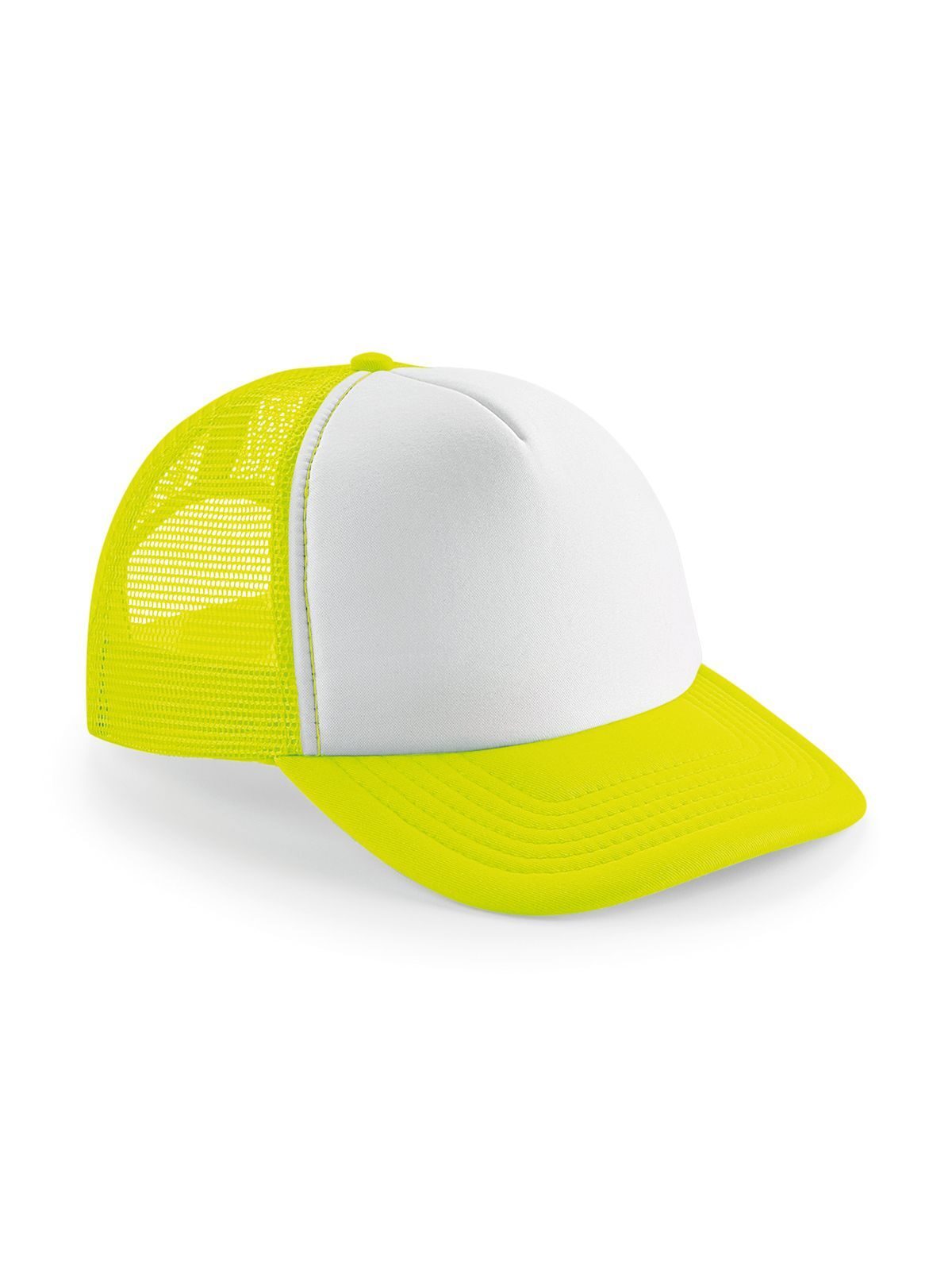 Gorra de camionero vintage con cierre ajustable - Amarillo fluorescente/blanco