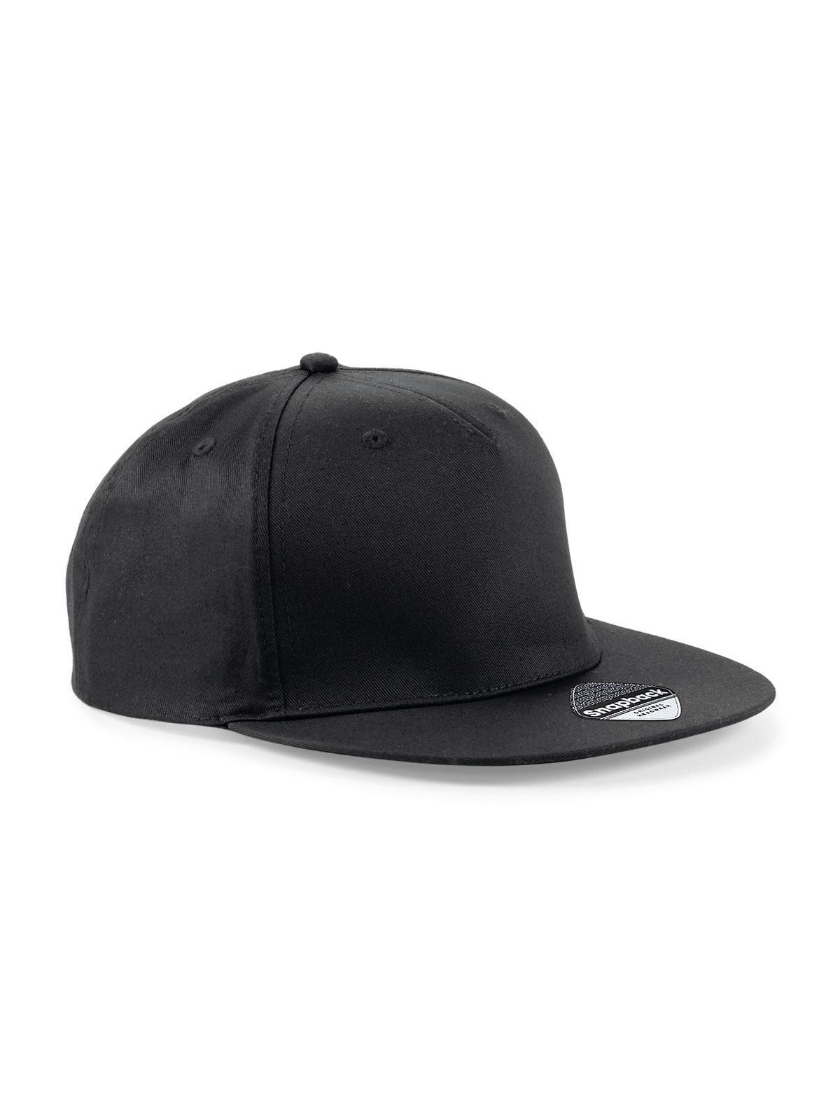 Gorra de rapero snapback de 5 paneles - Negro