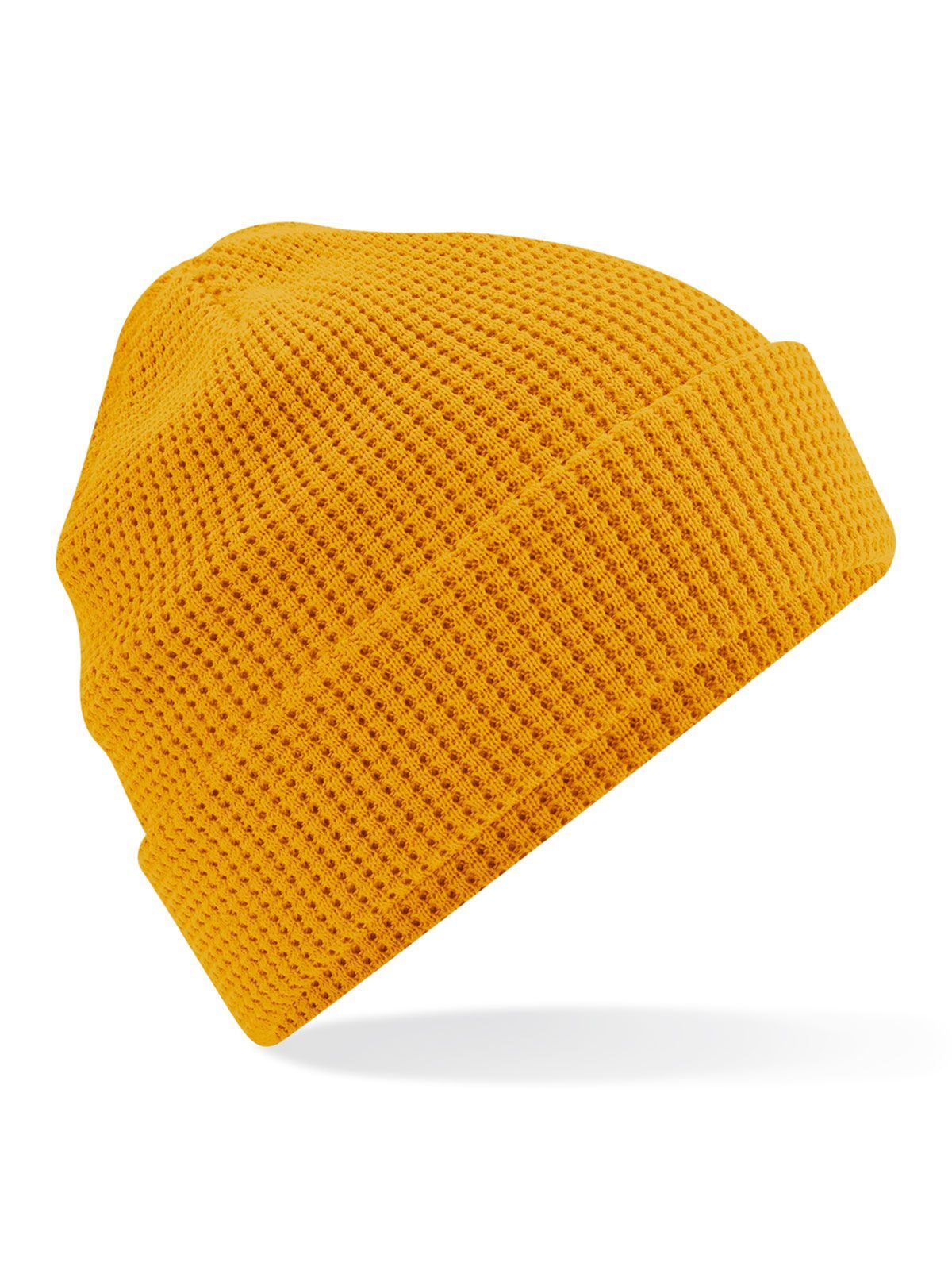 Gorro de algodón orgánico con textura de gofre - Mostaza