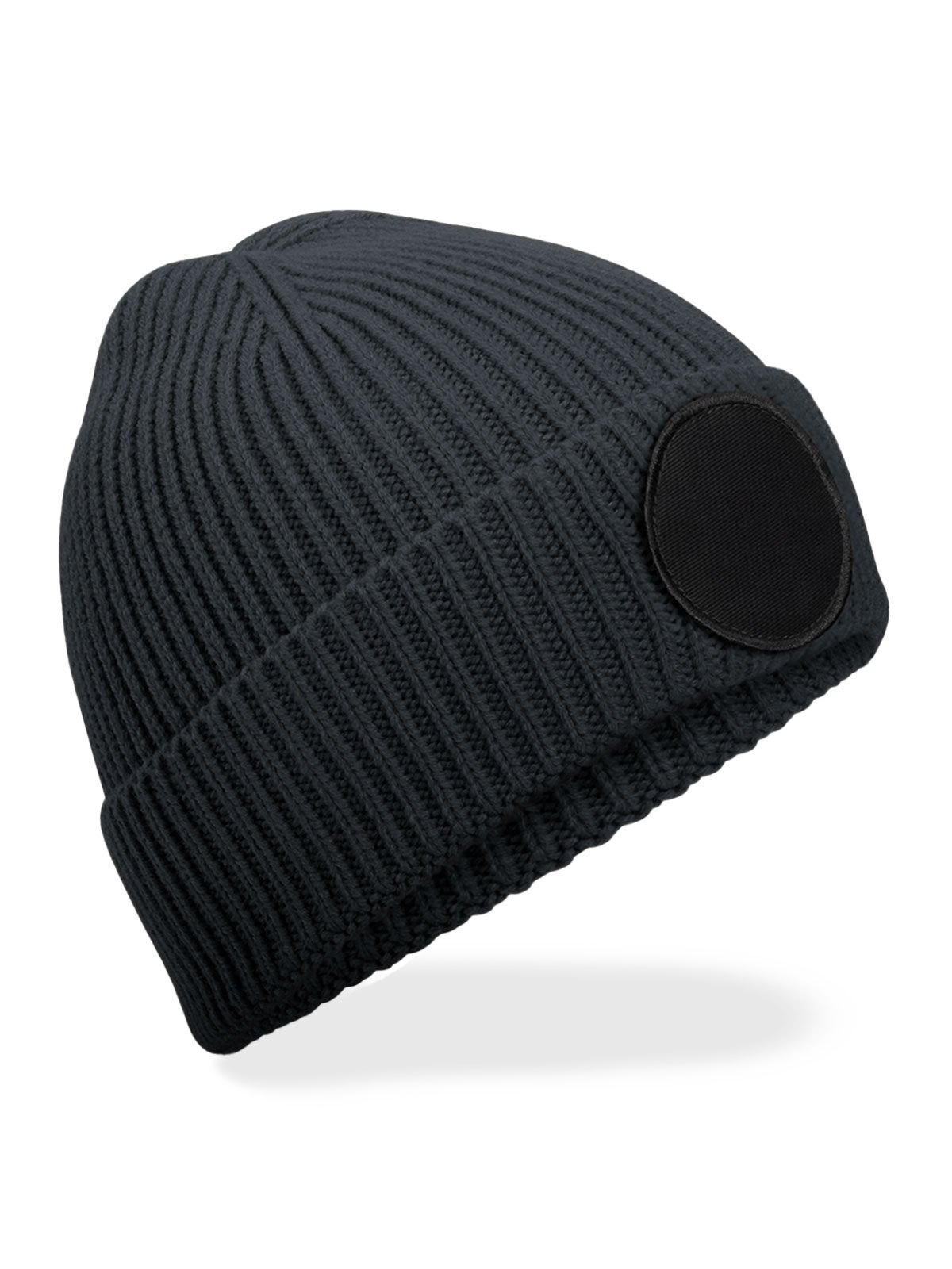 Gorro con parche circular de moda - Negro/Gris