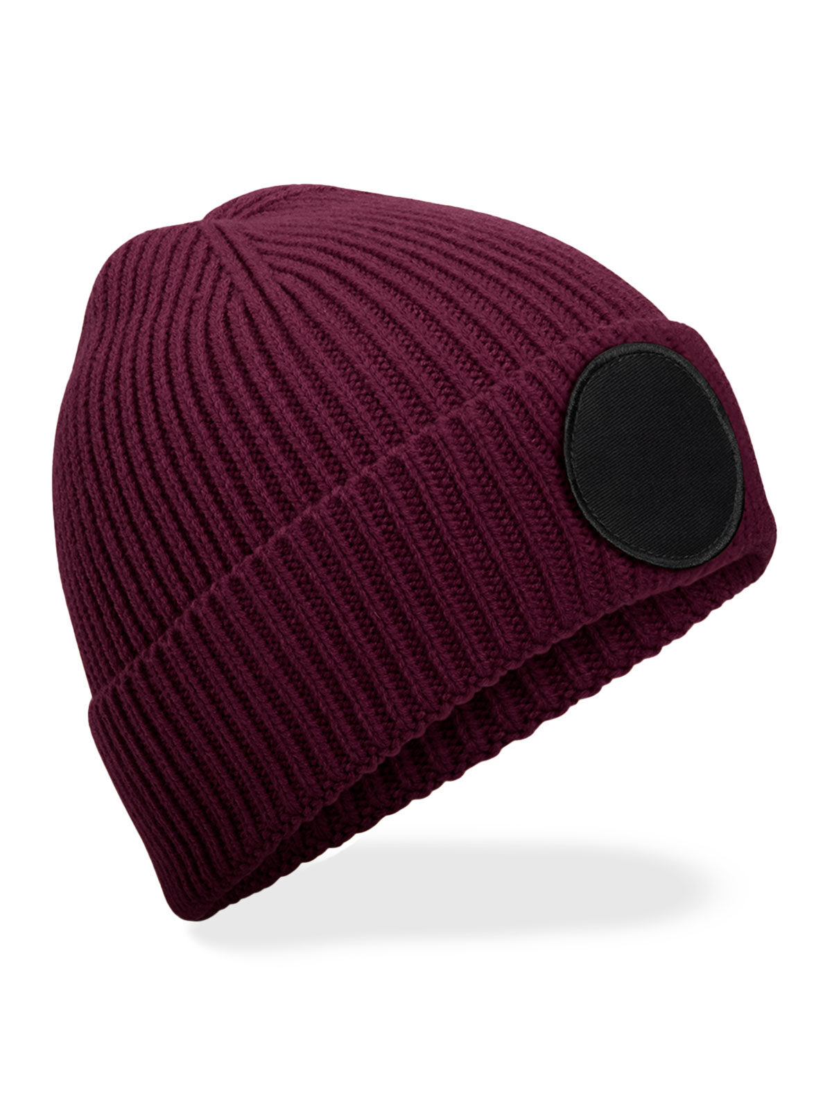 Gorro con parche circular de moda - Burdeos/negro