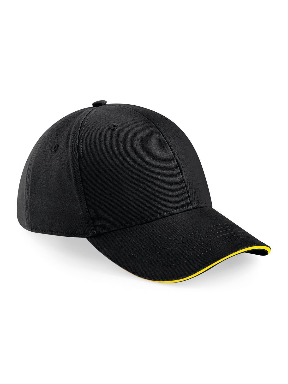 Gorra deportiva de 6 paneles - Negro/amarillo
