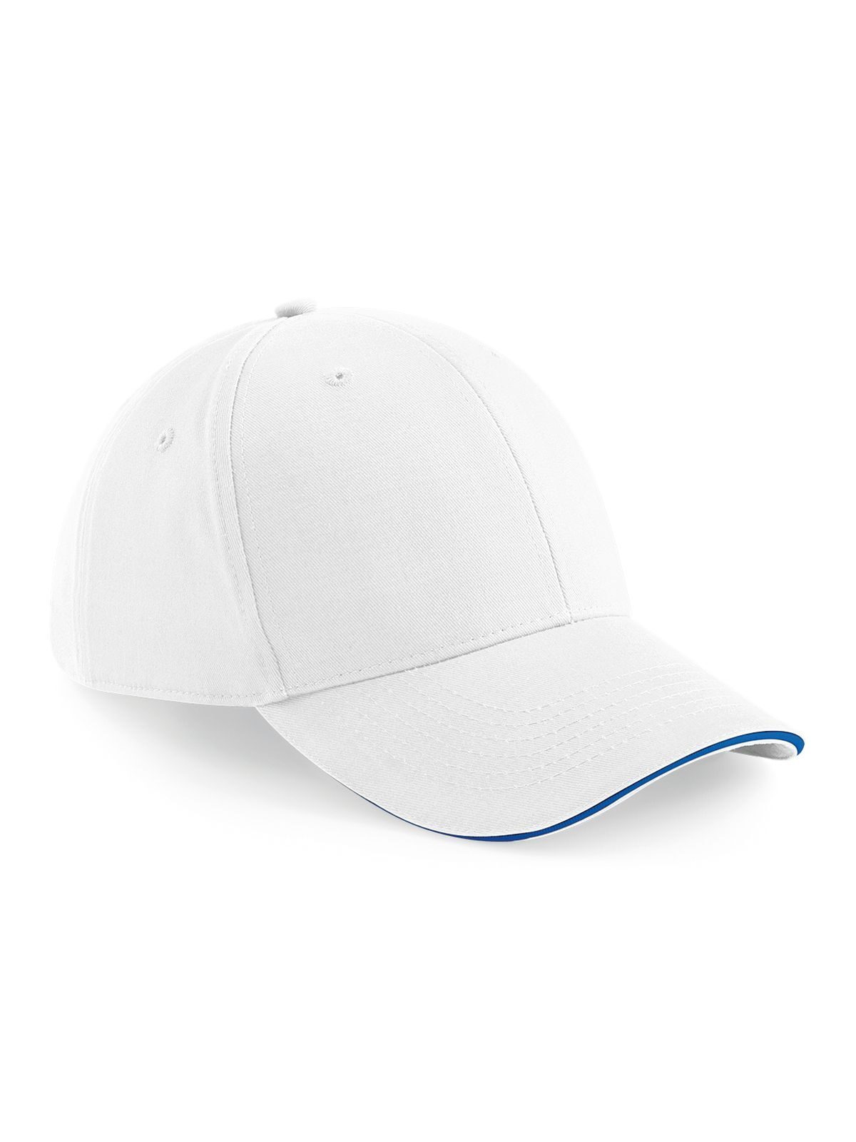 Gorra deportiva de 6 paneles - Blanco/azul real brillante