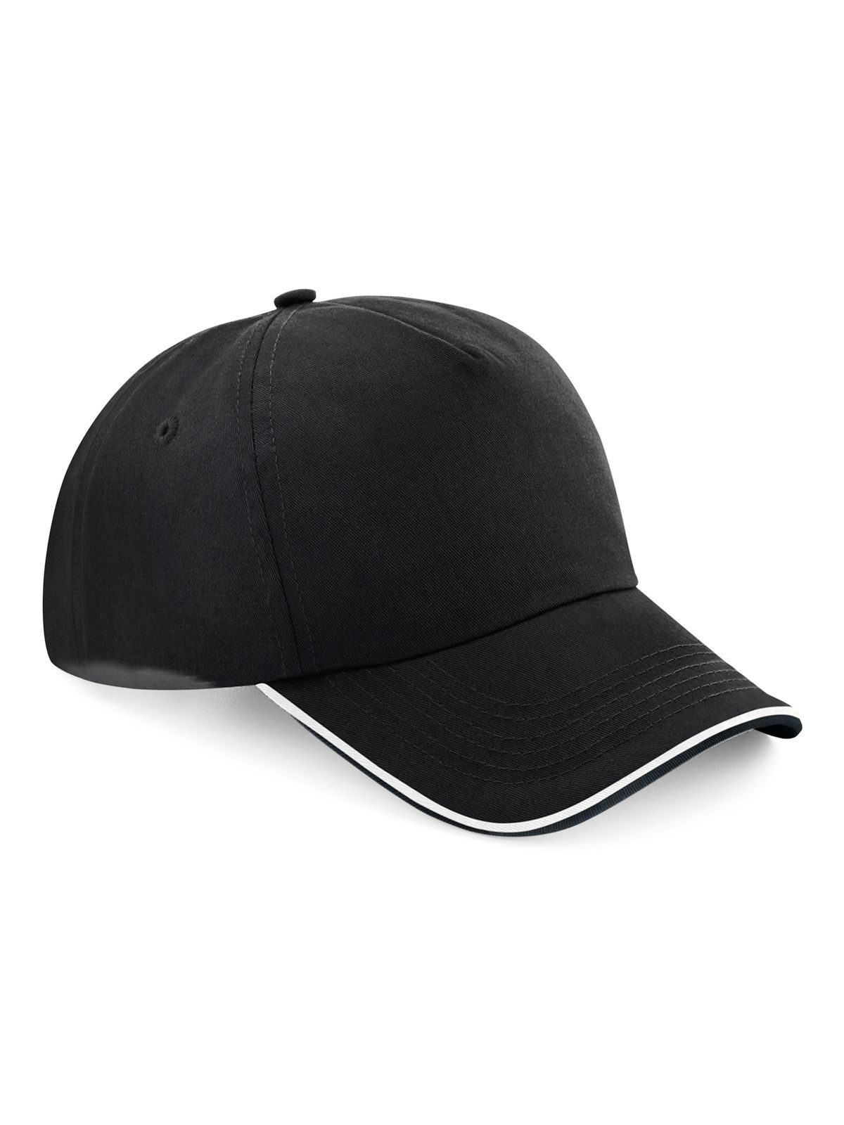 Gorra auténtica de 5 paneles con visera ribeteada - Blanco y negro