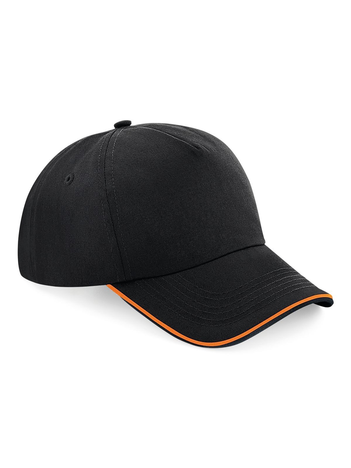 Gorra auténtica de 5 paneles con visera ribeteada - Negro/naranja