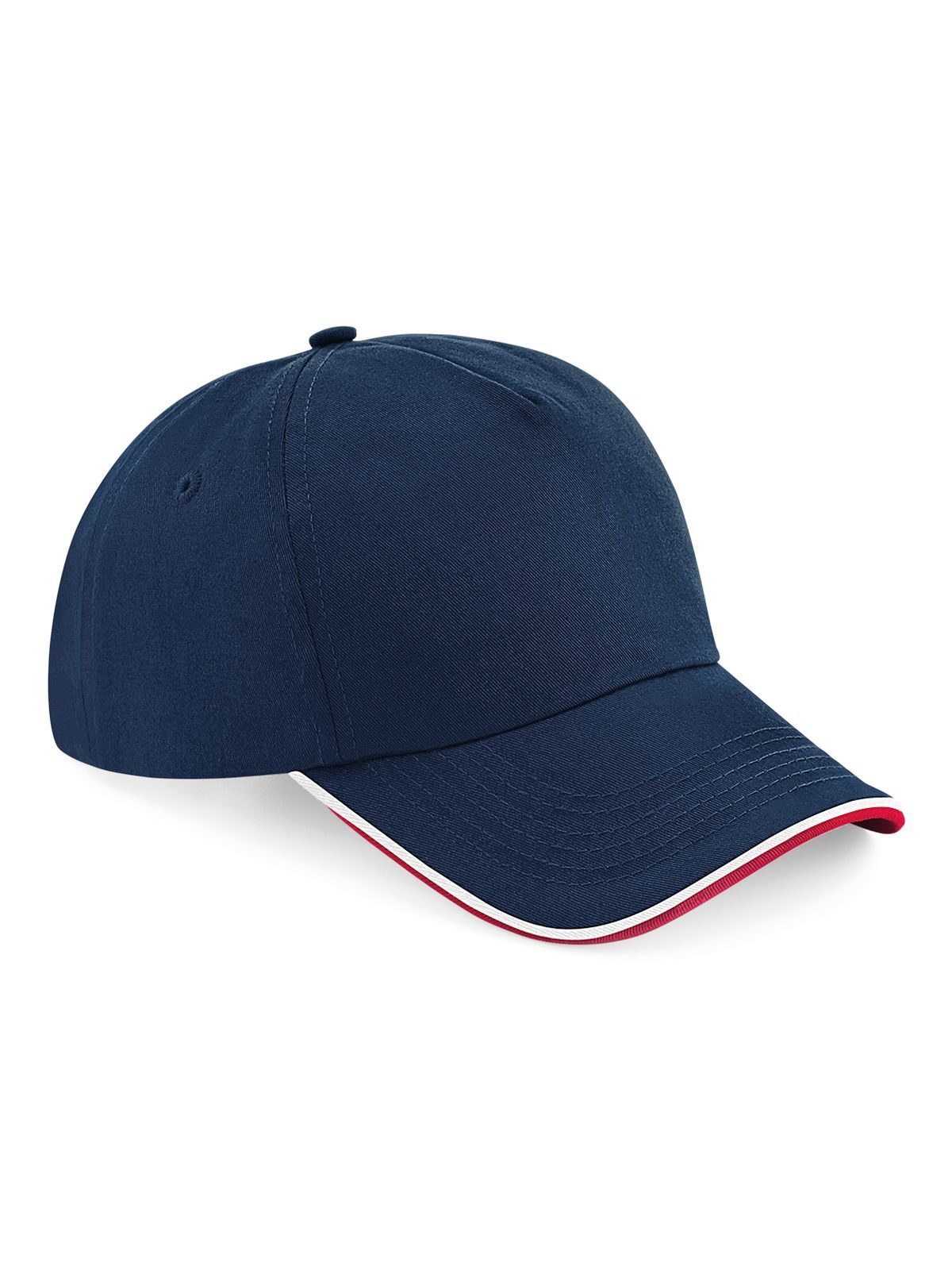 Gorra auténtica de 5 paneles con visera ribeteada - Azul marino francés/Rojo clásico/Blanco