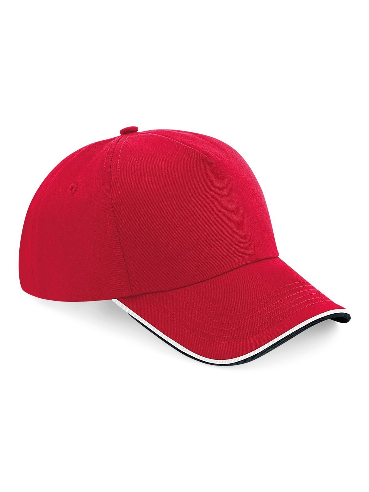 Gorra auténtica de 5 paneles con visera ribeteada - Rojo/negro/blanco clásico