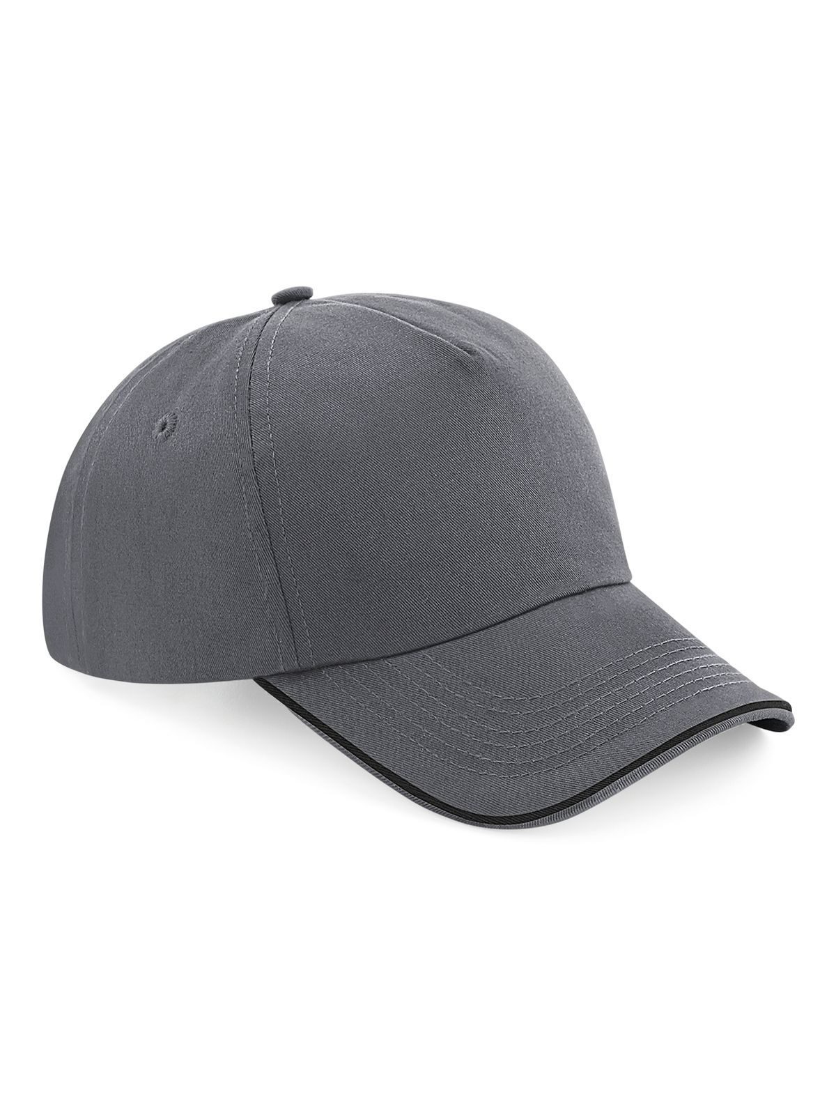 Gorra auténtica de 5 paneles con visera ribeteada - Gris grafito/negro