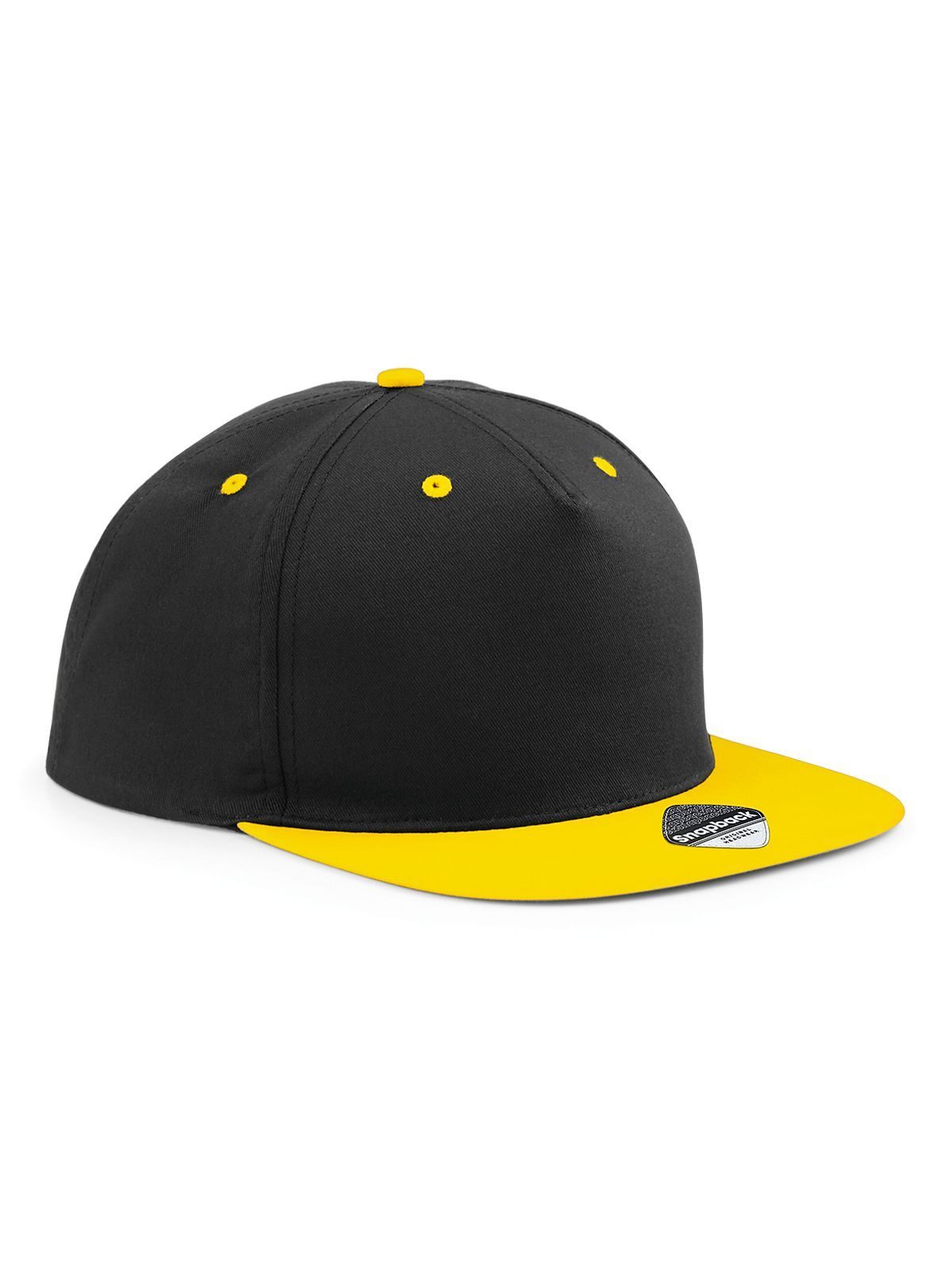 Gorra snapback de contraste de 5 paneles - Negro/amarillo