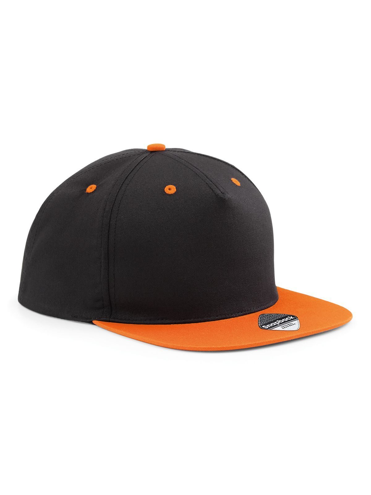 Gorra snapback de contraste de 5 paneles - Negro/naranja