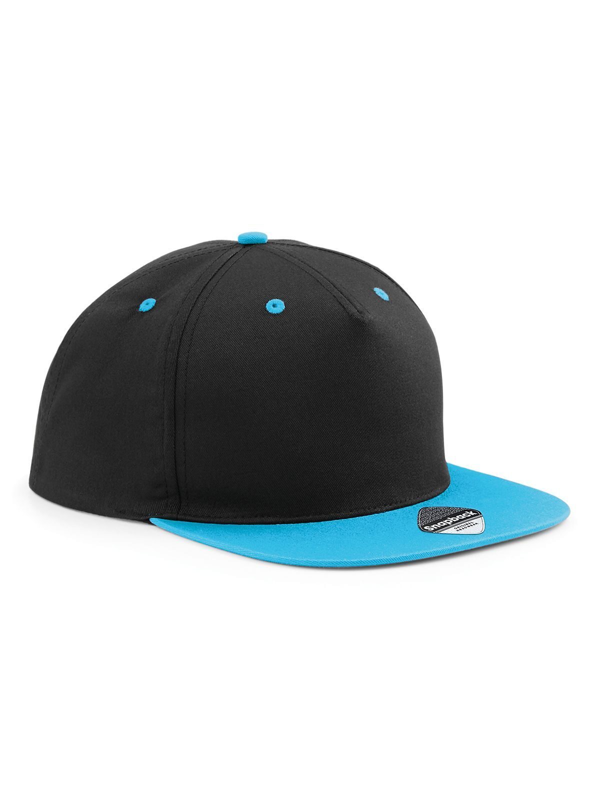 Gorra snapback de contraste de 5 paneles - Negro/azul surf