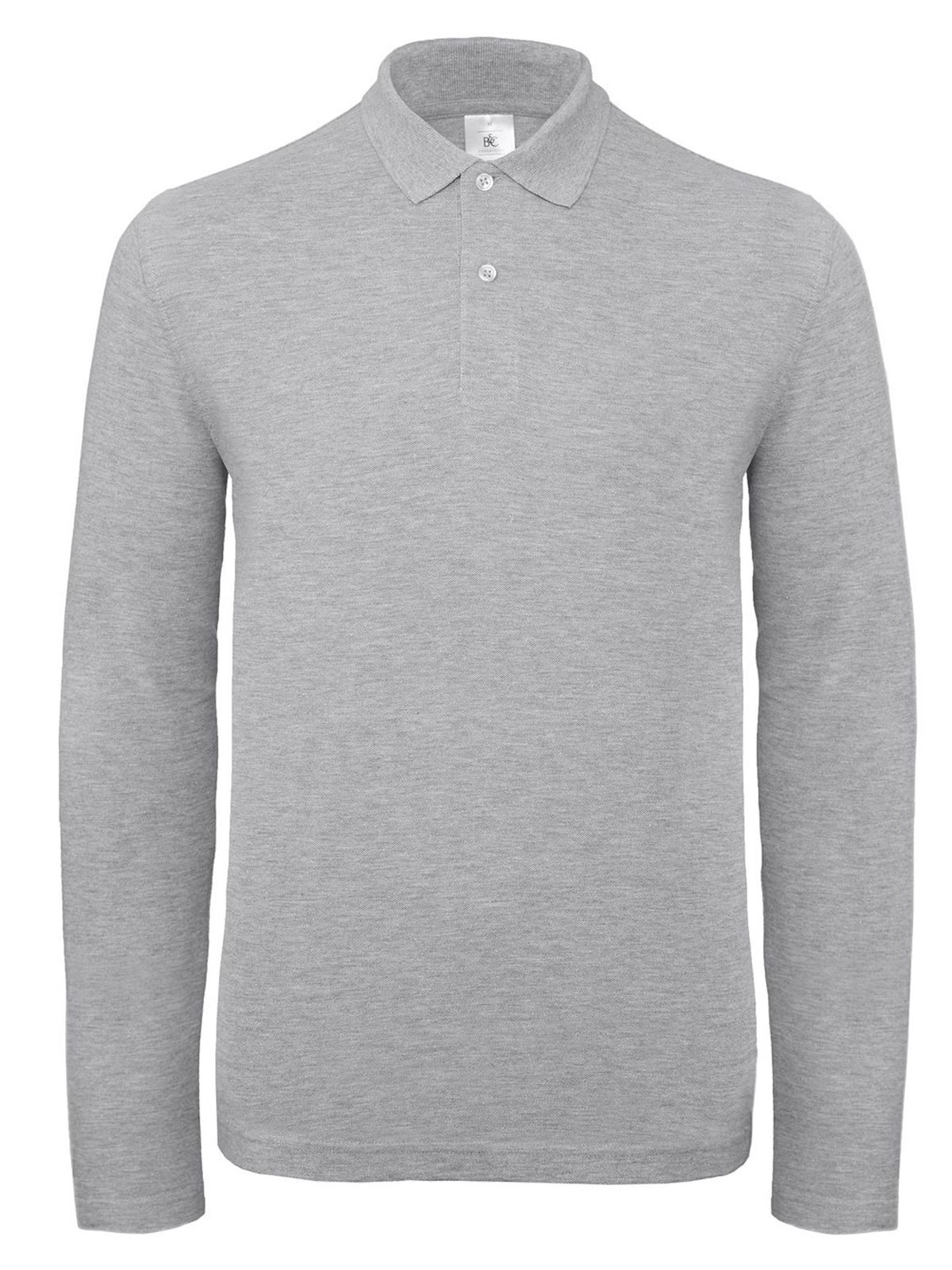 Polo de manga larga para hombre ID.001 - 610 - Gris jaspeado
