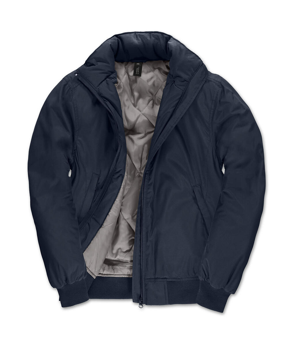 Chaqueta bomber de cuello redondo para mujer - Azul marino/Gris cálido