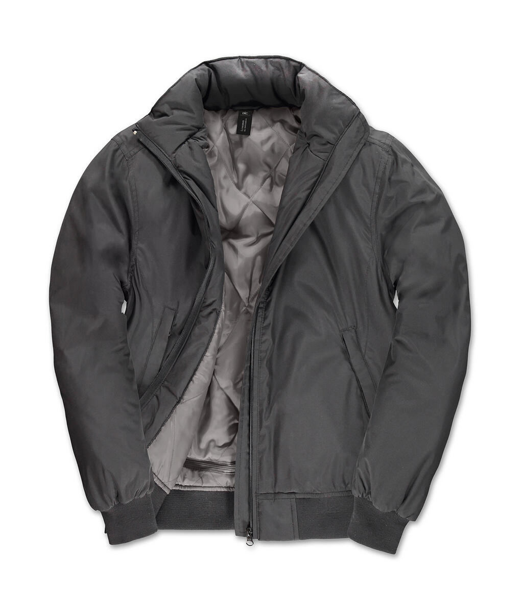 Chaqueta bomber de cuello redondo para mujer - 670 - Gris oscuro