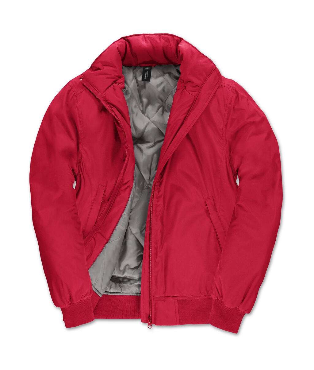 Chaqueta bomber de cuello redondo para mujer - 004 - Rojo