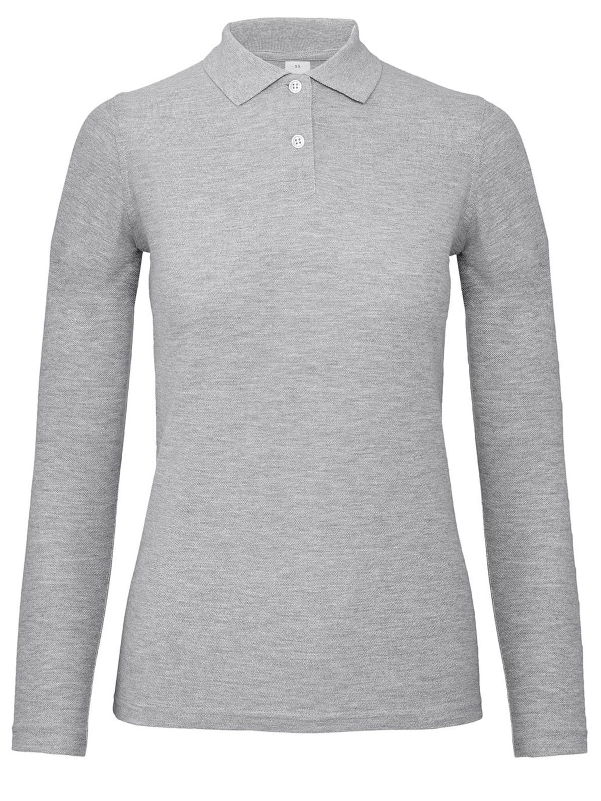 Polo de manga larga para mujer ID.001 - 610 - Gris jaspeado