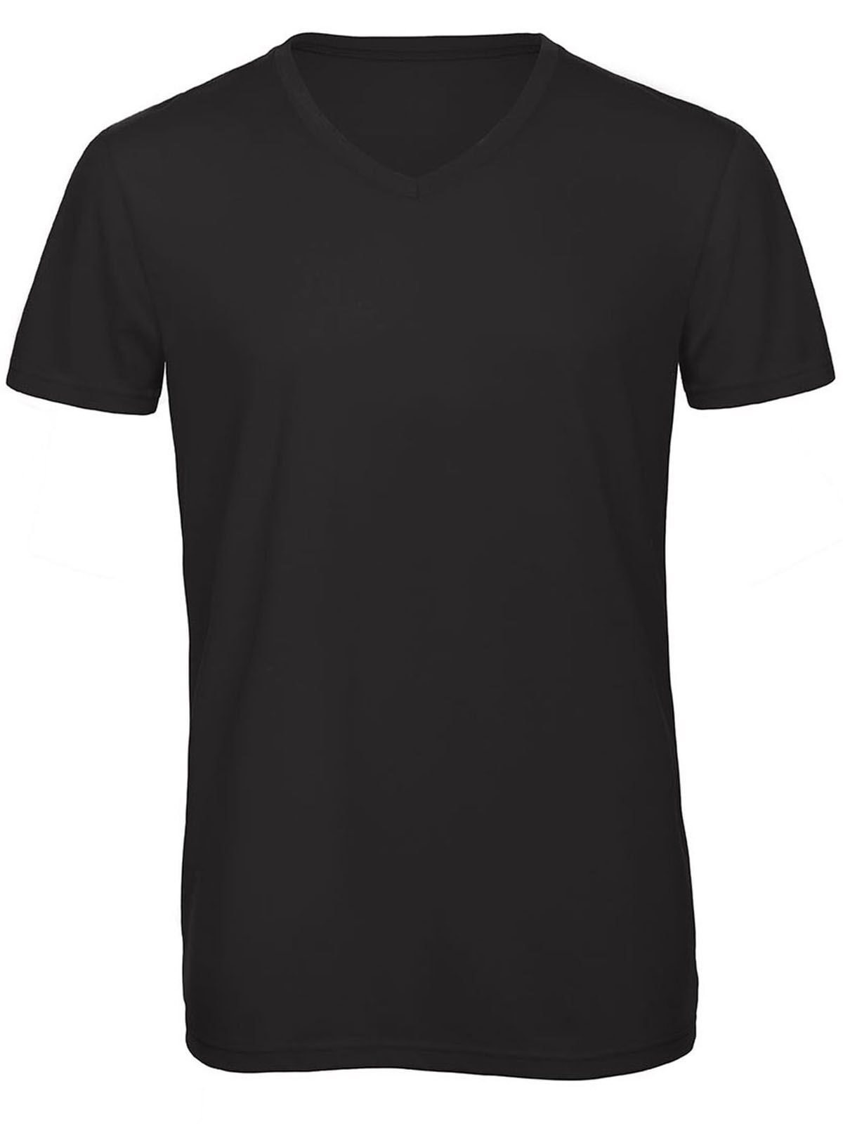 Camiseta de hombre con cuello en V y tejido triblend - 002 - Negro