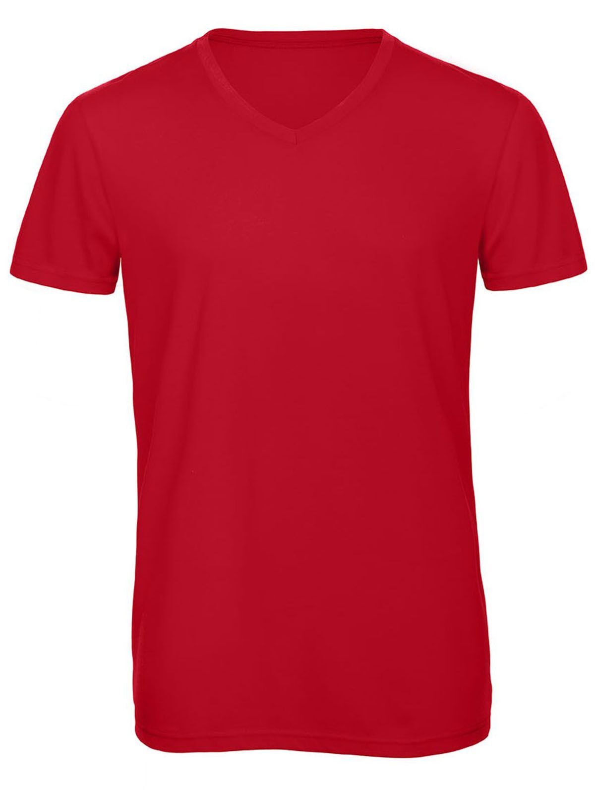 Camiseta de hombre con cuello en V y tejido triblend - 004 - Rojo