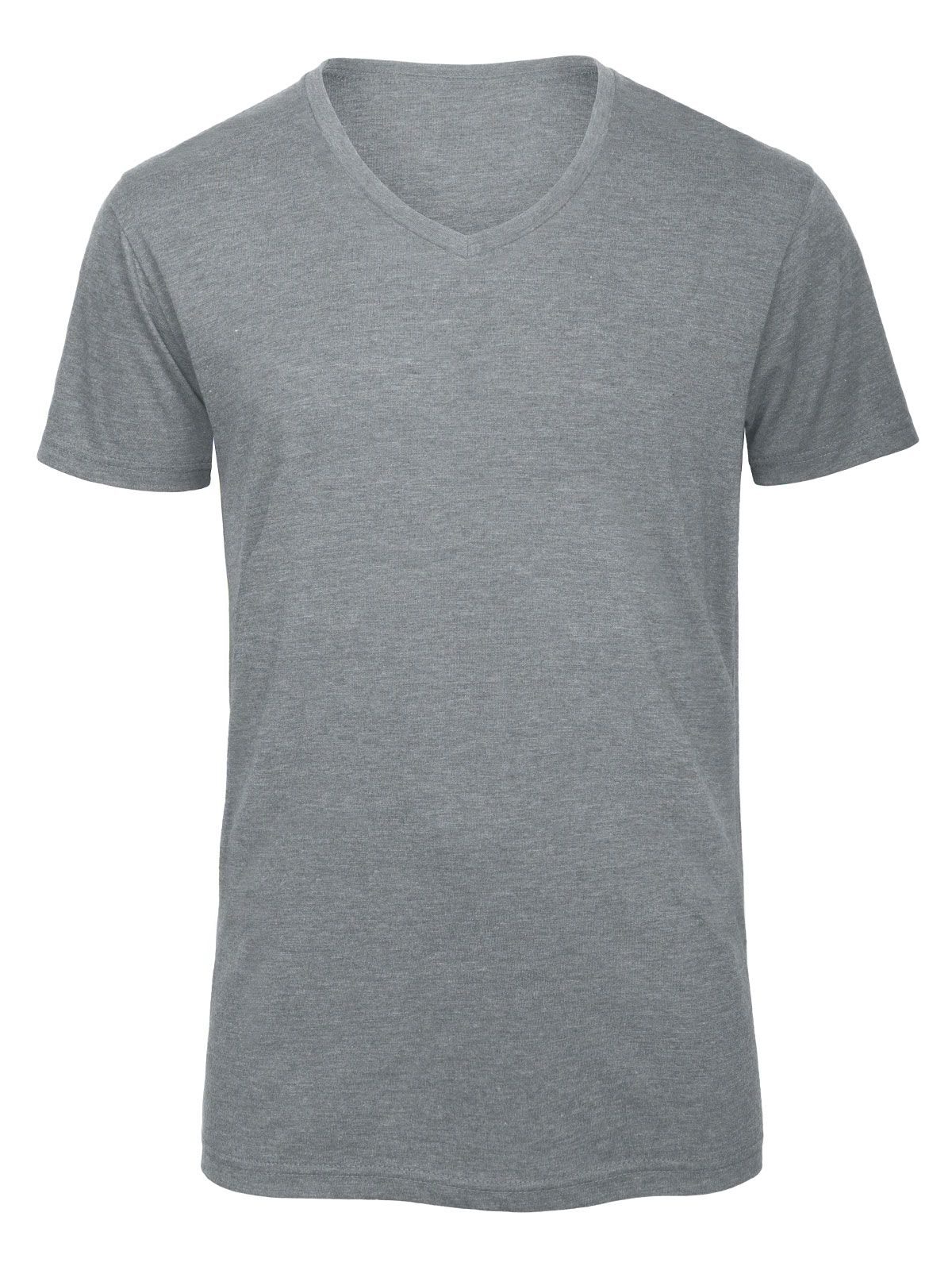 Camiseta de hombre con cuello en V y tejido triblend - HL613 - Gris claro jaspeado