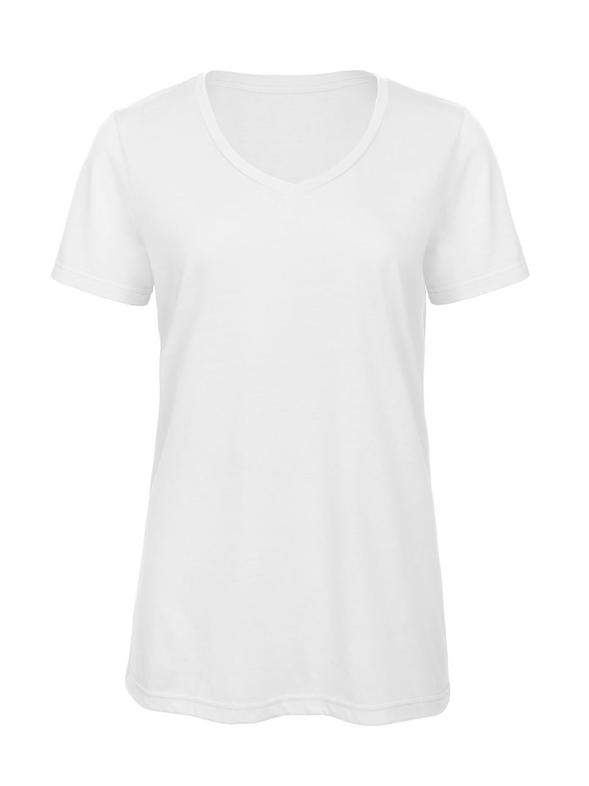 Camiseta de mujer con cuello en V y tejido triblend - 001 - Blanco