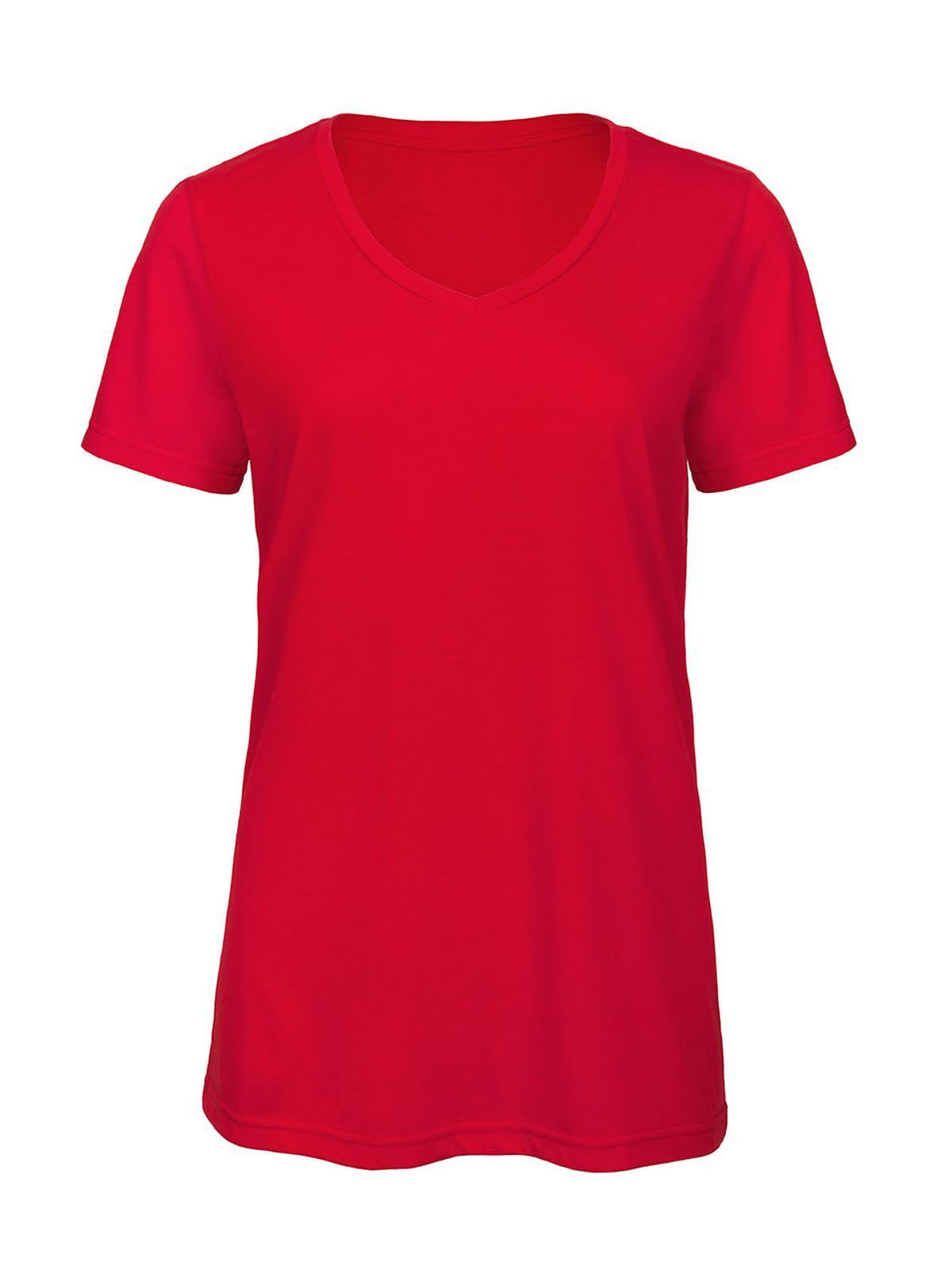 Camiseta de mujer con cuello en V y tejido triblend - 004 - Rojo