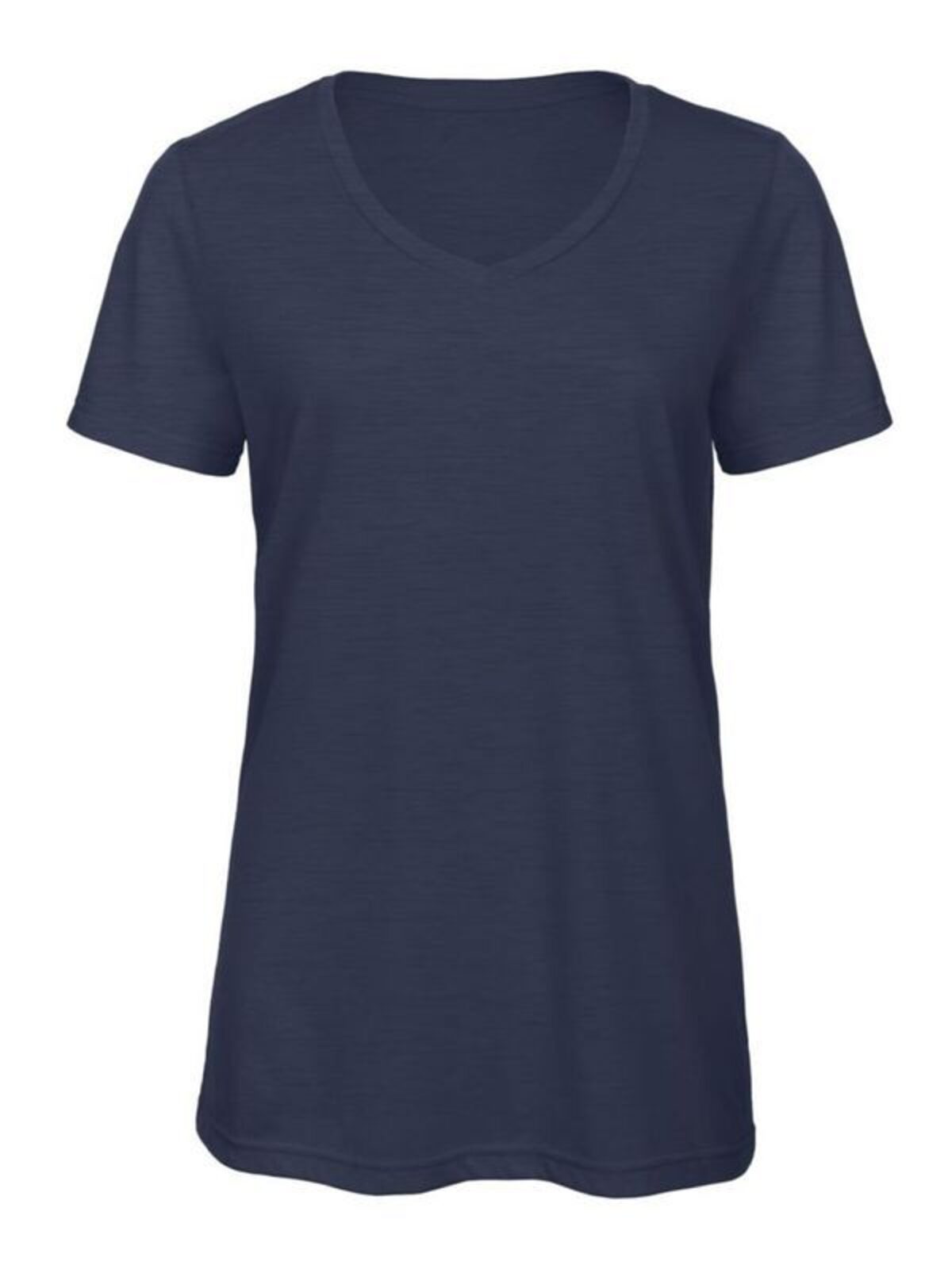 Camiseta de mujer con cuello en V y tejido triblend - Azul marino jaspeado