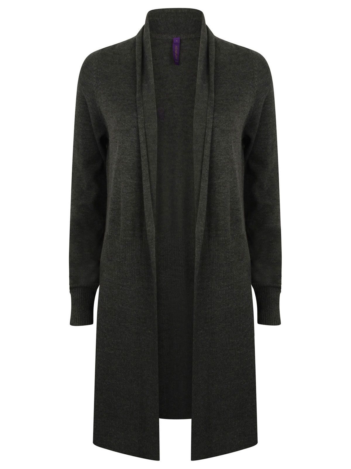 Cárdigan largo abierto para mujer - GRM - gris jaspeado