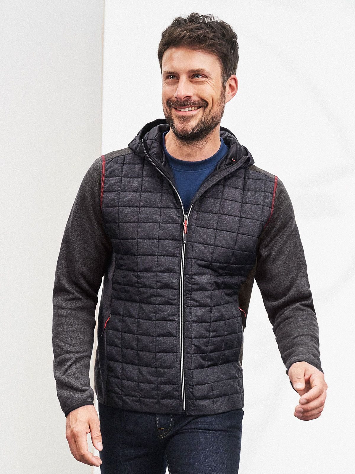 Chaqueta híbrida de punto para hombre
