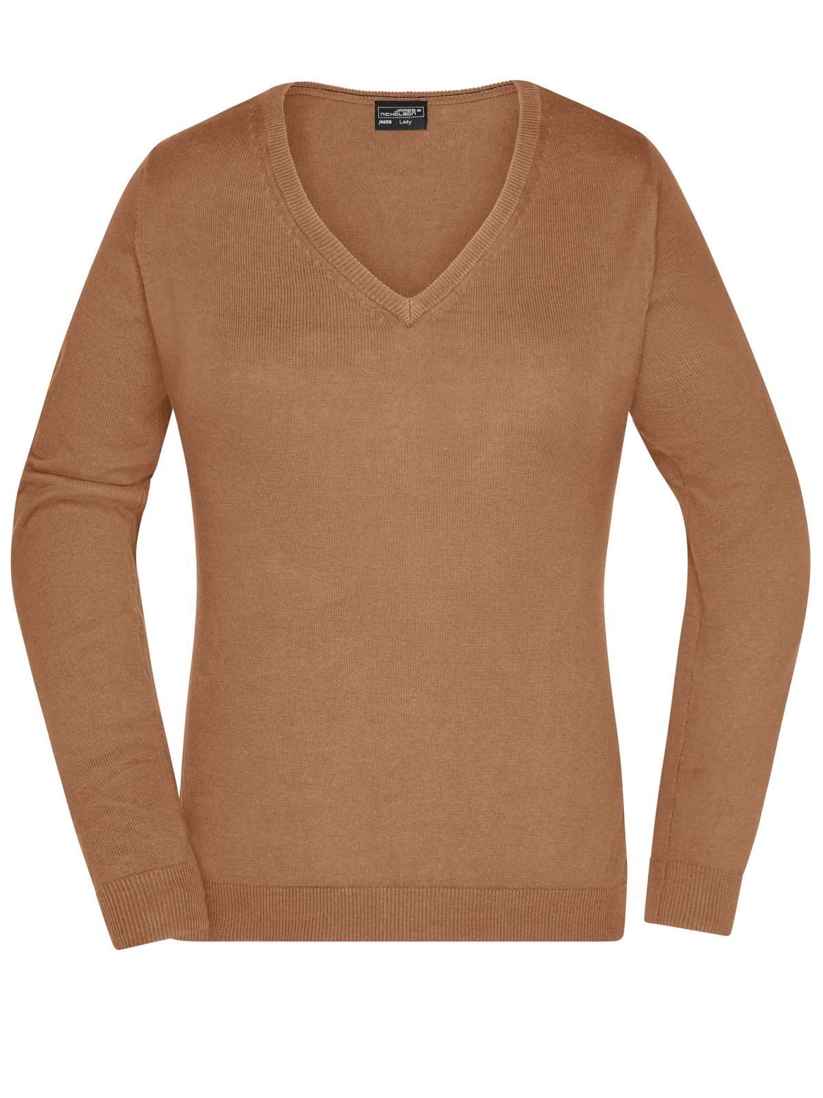 Jersey de cuello en V para mujer - CA - Camel