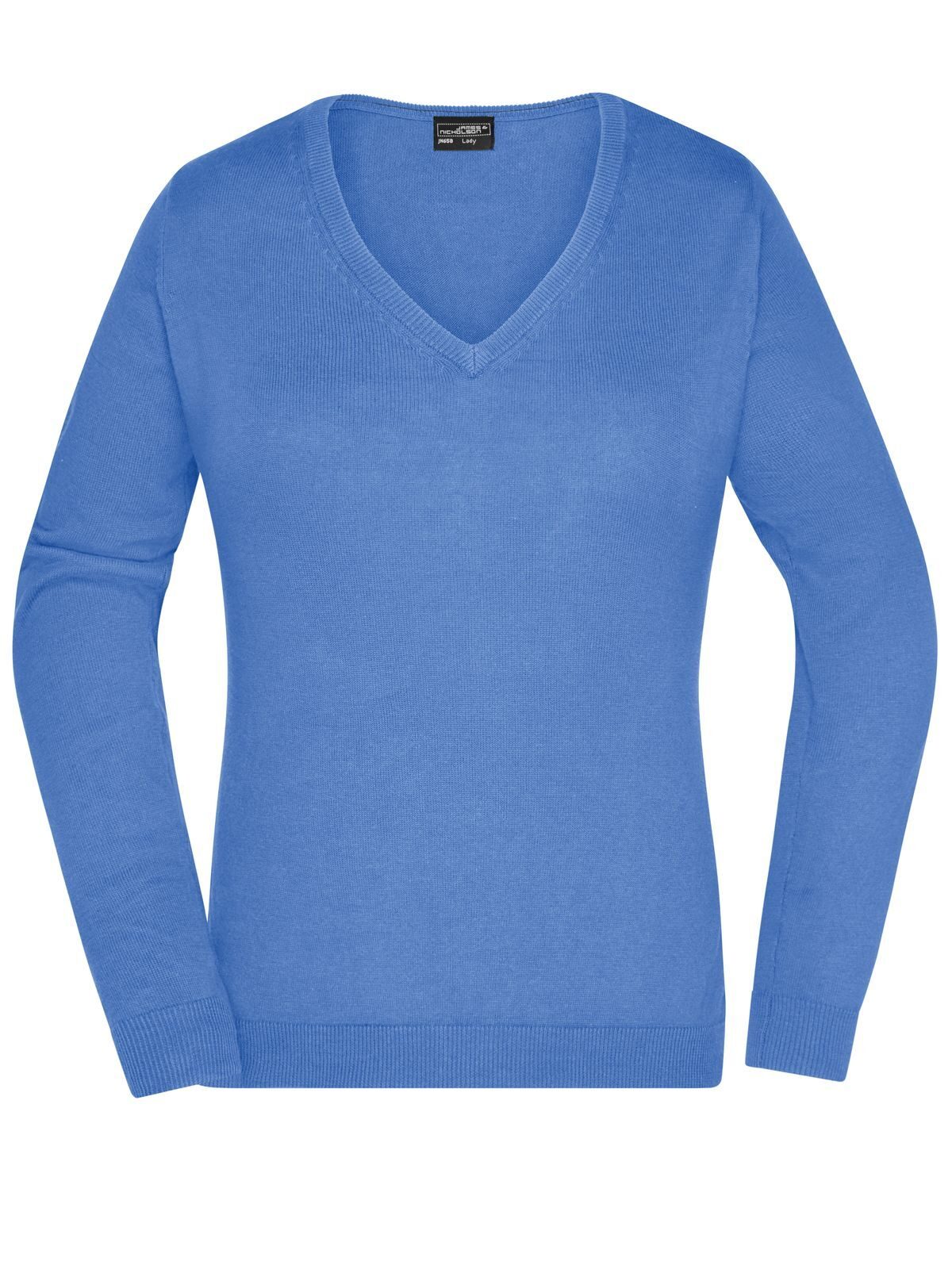 Jersey de cuello en V para mujer - GLBLU - Azul glaciar