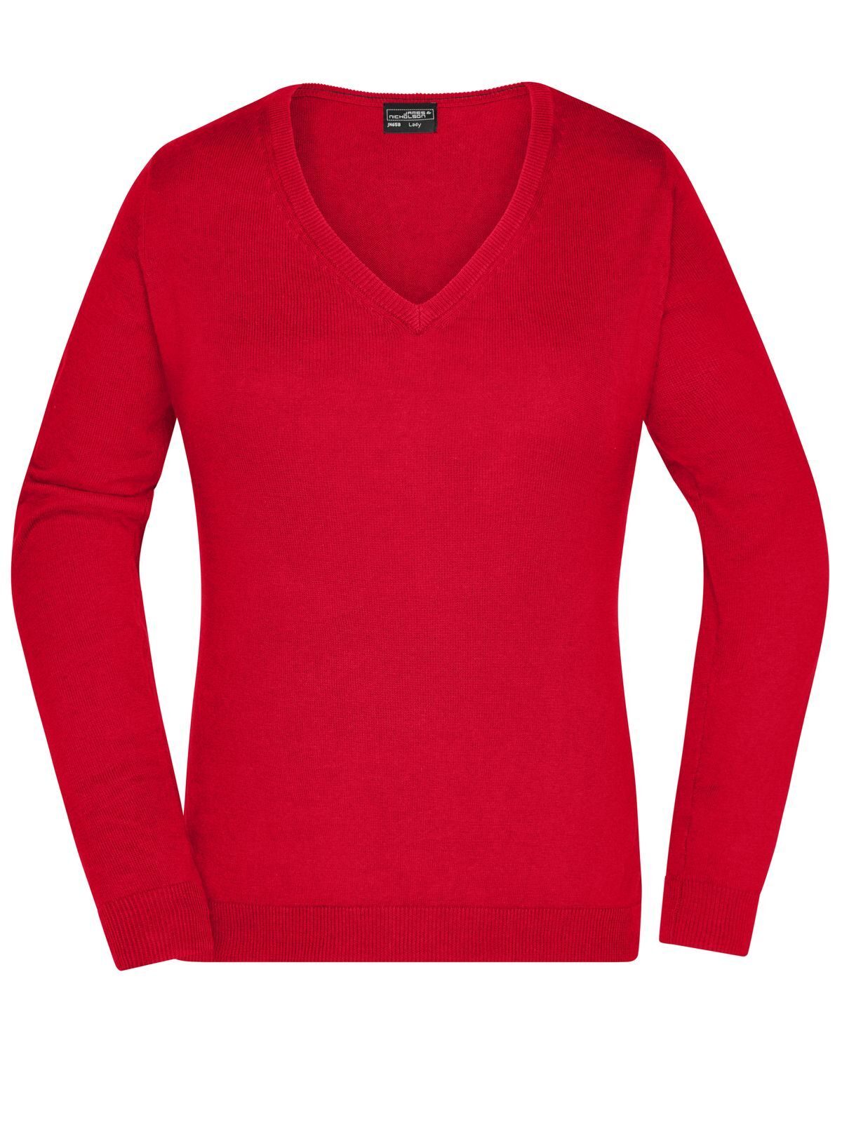 Jersey de cuello en V para mujer - RMBK - Rojo jaspeado